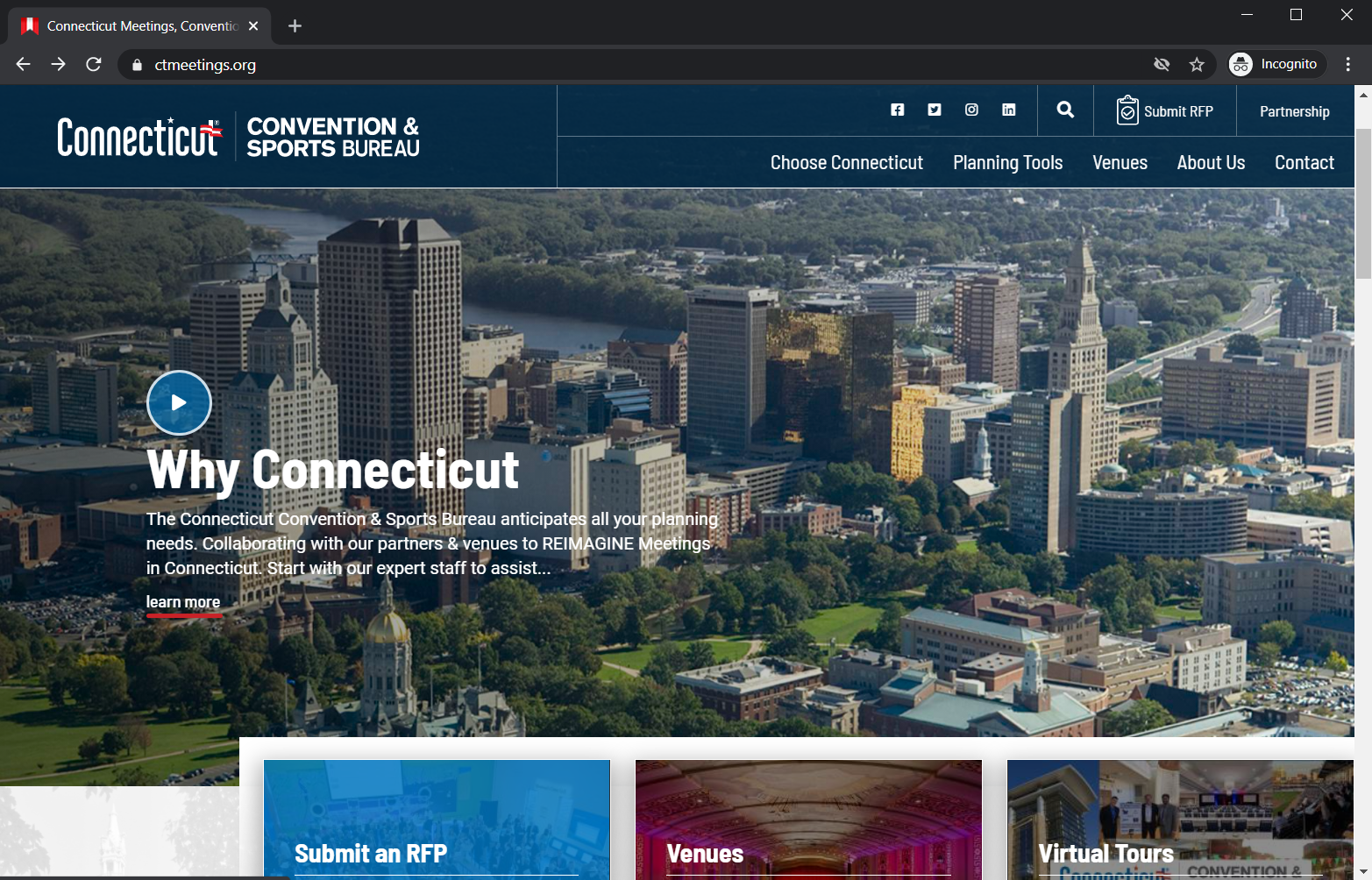 Connecticut Convention & Sports Bureau’s New Website Encourages Meeting Planners & Sports Promoters To Bring Business To The State