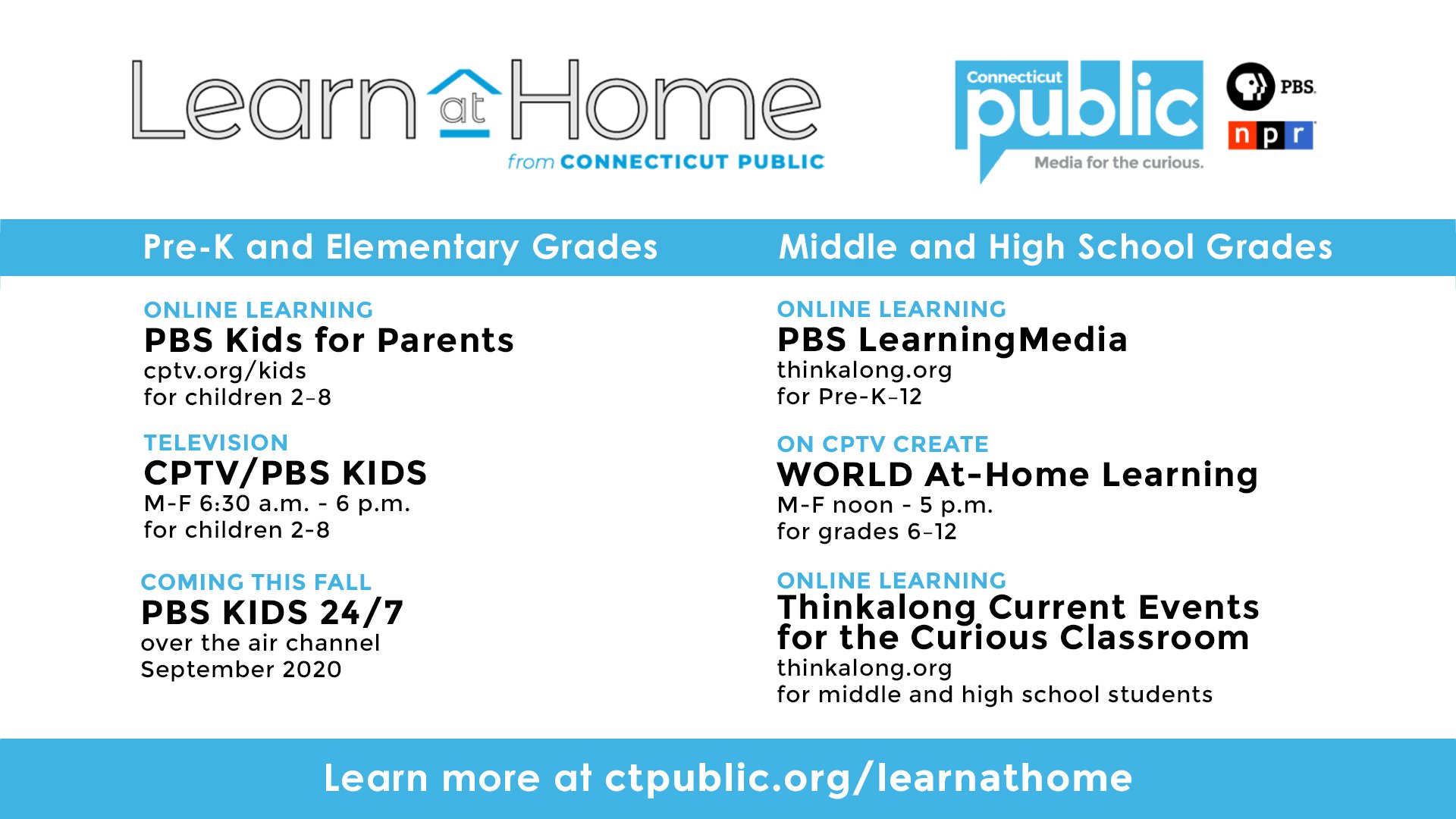 Connecticut Public Launches On-Air and Online Educational Programming and Resources for Students Pre-K through 12