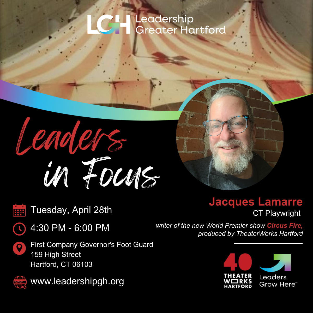 Leadership Greater Hartford Announces First 2026 “Leaders in Focus” Event Featuring Playwright Jacques Lamarre