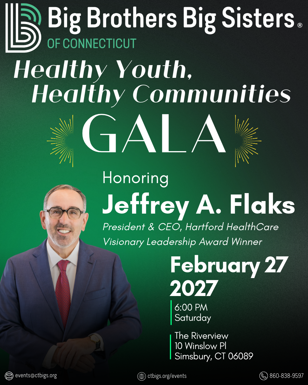 Big Brothers Big Sisters of CT Announces Hartford HealthCare President &amp; CEO Jeffrey Flaks&nbsp;to be Honored at Healthy Youth, Healthy Communities Gala