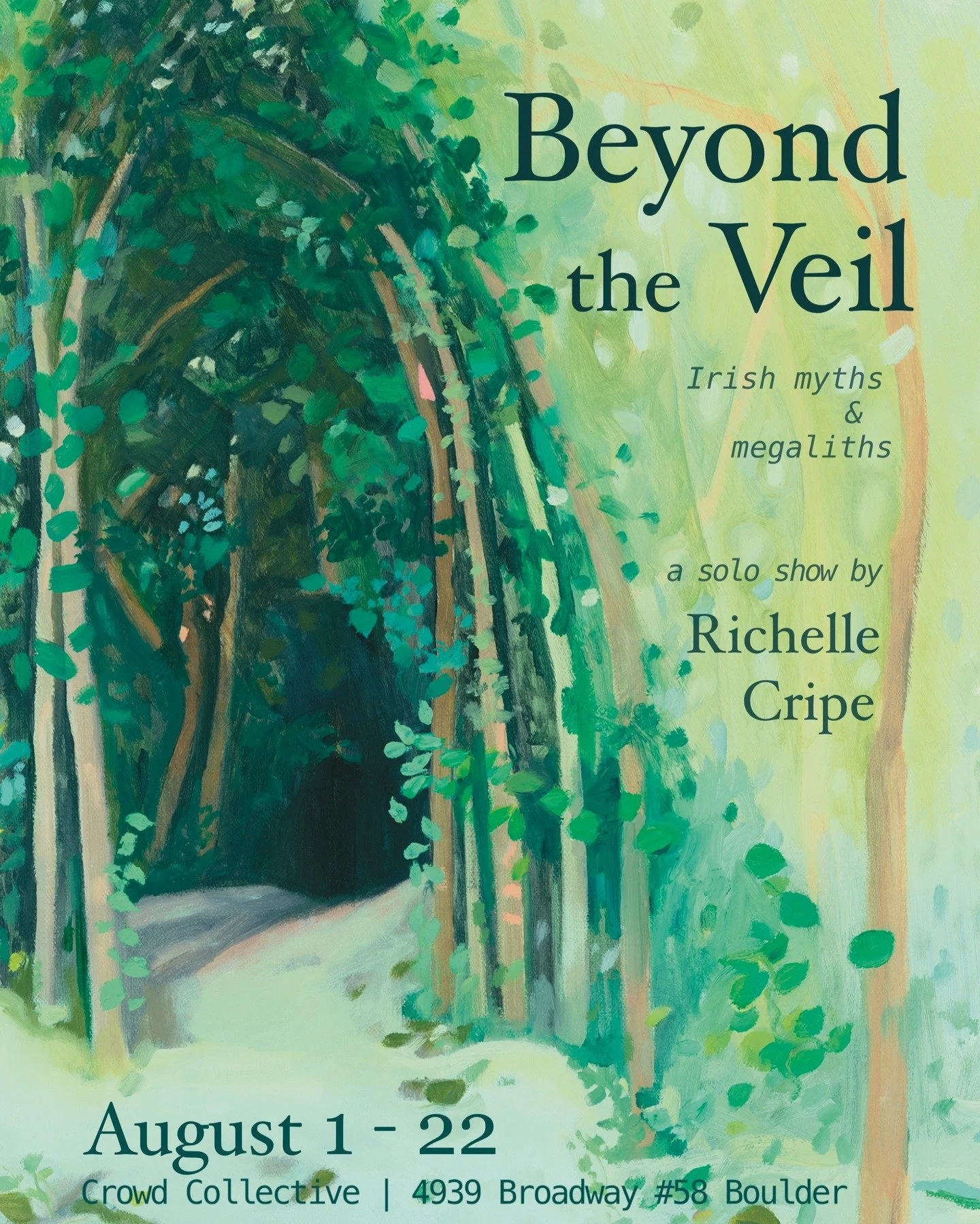 Please join me this Friday evening (Aug 1) for the opening reception of Beyond the Veil, my solo show @thecrowdboulder from 6-9pm ✨

A culmination of ideas born from the artist residency I completed last summer, this body of work came from time spent
