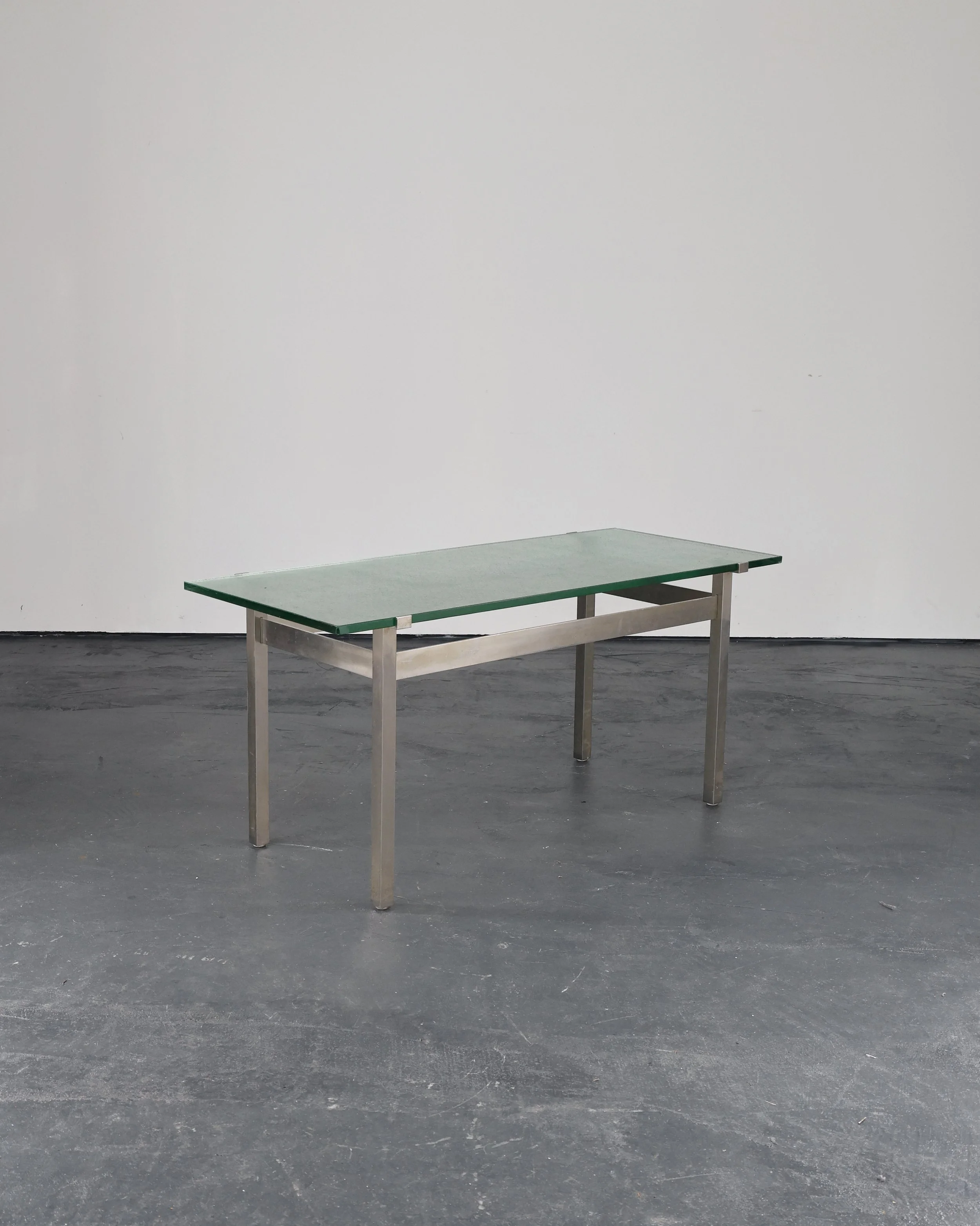 French C.1960s Nickel & Cast Glass Coffee Table