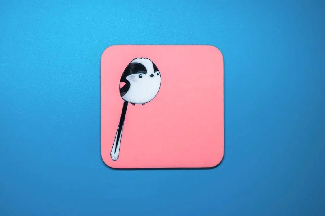 long-tailed tit coaster