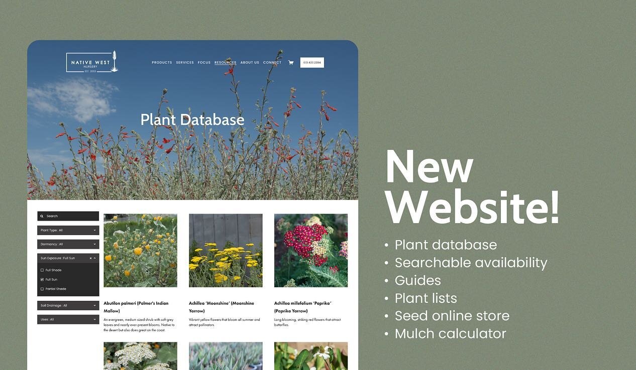 We&rsquo;re very excited to announce the launch of our new website! We&rsquo;re passionate about seeing native plants thrive and we&rsquo;ve released some new features to help with the process of creating successful native landscapes.

PLANT DATABASE