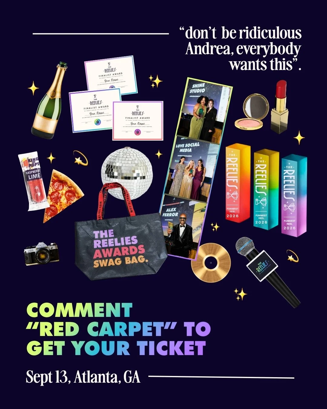 The swag bag. The trophy. The red carpet. A room full of people who finally get what you do.⁠
⁠
The Reelies Awards 2026 hit Atlanta on September 13, and yes, you want in.⁠
⁠
Comment "REDCARPET" for your ticket link! 🏆🎉🍾🔥