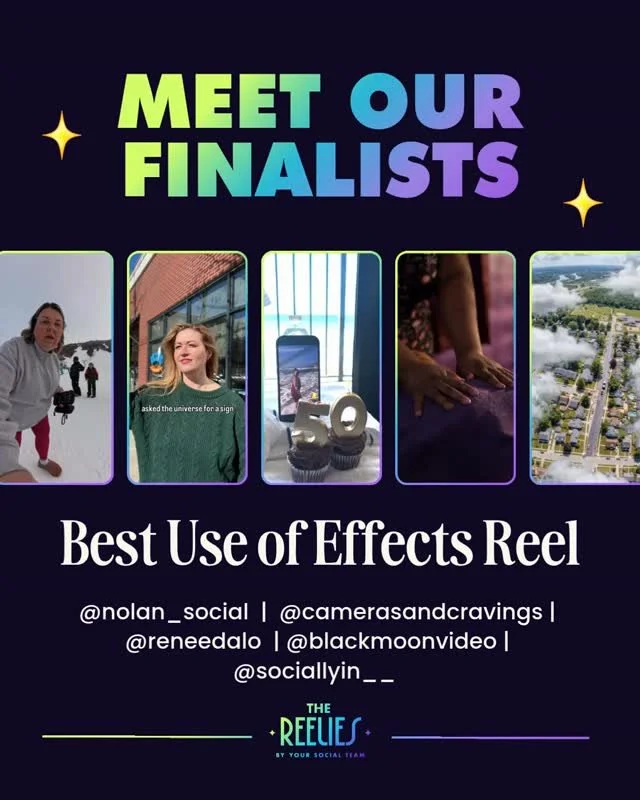 Meet the finalists for 🏆 BEST USE OF EFFECTS 🏆⁠
⁠
🌟 @nolan_social⁠
🌟 @camerasandcravings⁠
🌟 @reneedalo⁠
🌟 @blackmoonvideo⁠
🌟 @sociallyyin__⁠
⁠
Congrats everyone! 🔥⁠
⁠
🏆  Vote for the winners! Comment "VOTE26" for the link (voting c