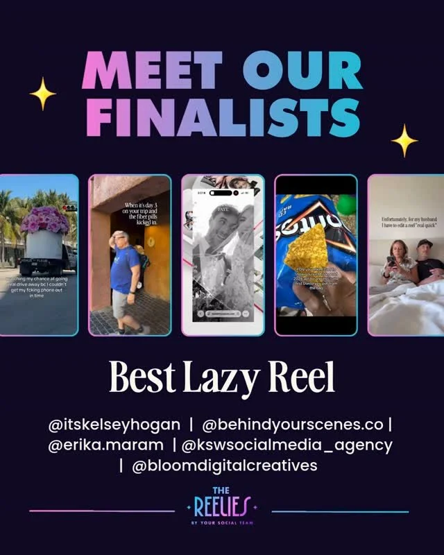 Meet the finalists for 🏆 BEST LAZY REEL 🏆⁠
⁠
🌟 @itskelseyhogan⁠
🌟 @behindyourscenes.co⁠
🌟 @erika.maram⁠
🌟 @kwsocialmedia_agency⁠
🌟 @bloomdigitalcreatives⁠
⁠
Congrats everyone! 🔥⁠
⁠
🏆  Vote for the winners! Comment "VOTE26" for the 