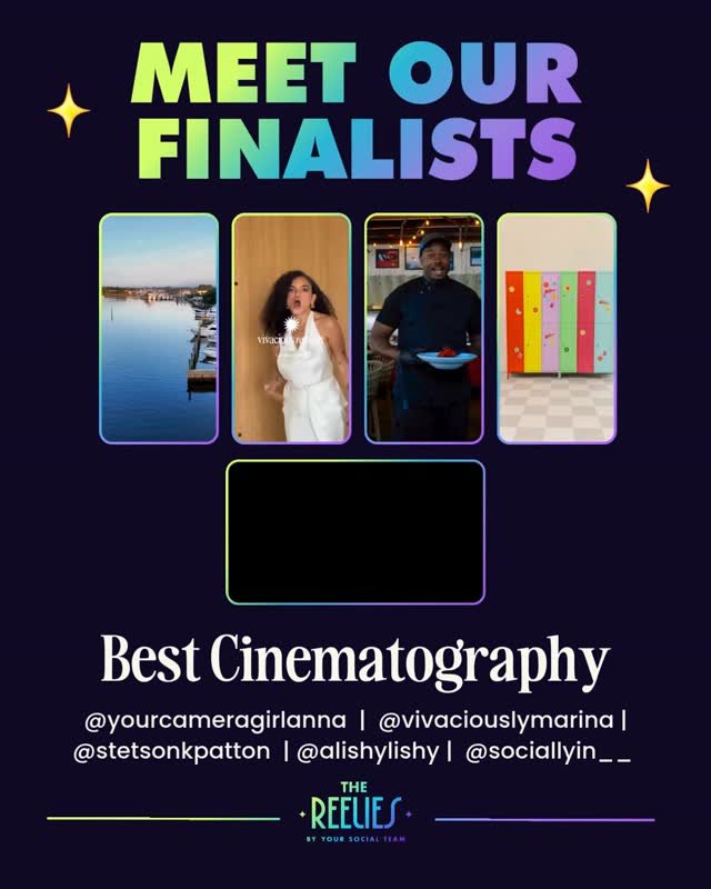 Meet the finalists for 🏆 BEST CINEMATOGRAPHY 🏆⁠
⁠
🌟 @⁠yourcameragirlanna⁠
🌟 @⁠vivaciouslymarina⁠
🌟 @⁠stetsonkpatton⁠
🌟 @⁠alishylishy⁠
🌟 @⁠sociallyin__⁠
⁠
Congrats everyone! 🔥⁠
⁠
🏆  Vote for the winners! Comment "VOTE26" for the lin