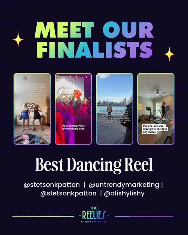 Meet the finalists for 🏆 BEST DANCING REEL 🏆⁠
⁠
🌟 @stetsonkpatton⁠
🌟 @untrendymarketing⁠
🌟 @stetsonkpatton⁠
🌟 @alishylishy⁠
⁠
Congrats everyone! 🔥⁠
⁠
🏆  Vote for the winners! Comment "VOTE26" for the link (voting closes August 9th a