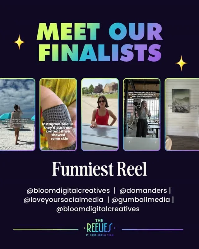 Meet the finalists for 🏆 FUNNIEST REEL 🏆⁠
⁠
🌟 @bloomdigitalcreatives⁠
🌟 @domanders⁠
🌟 @loveyoursocialmedia⁠
🌟 @gumballmedia⁠
🌟 @bloomdigitalcreatives⁠
⁠
Congrats everyone! 🔥⁠
⁠
🏆  Vote for the winners! Comment "VOTE26" for the link