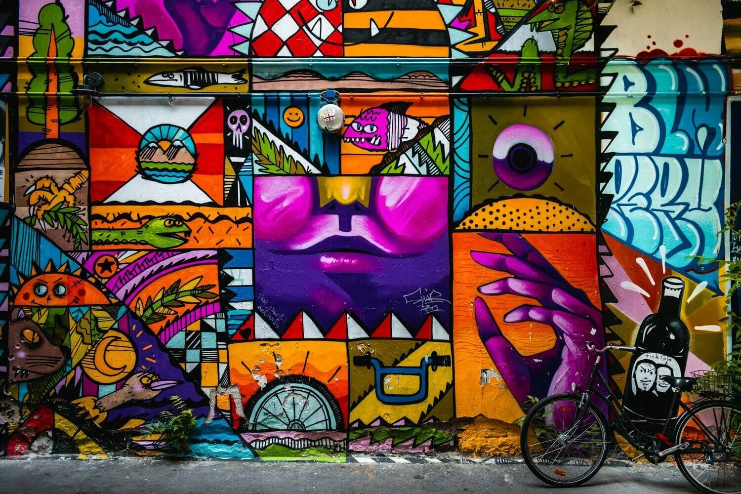 A colourful graffiti wall
