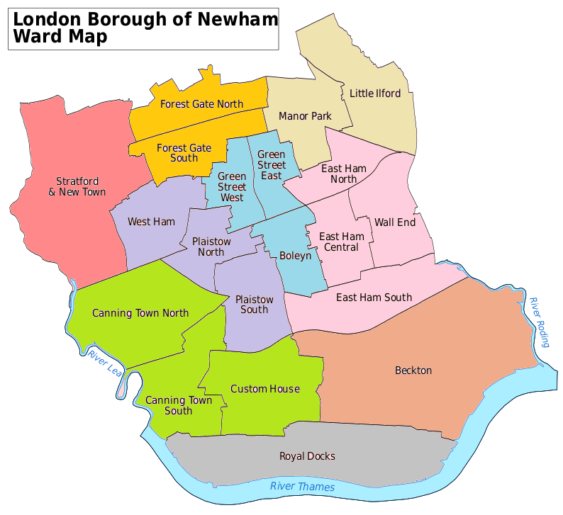 A map of the borough of Newham