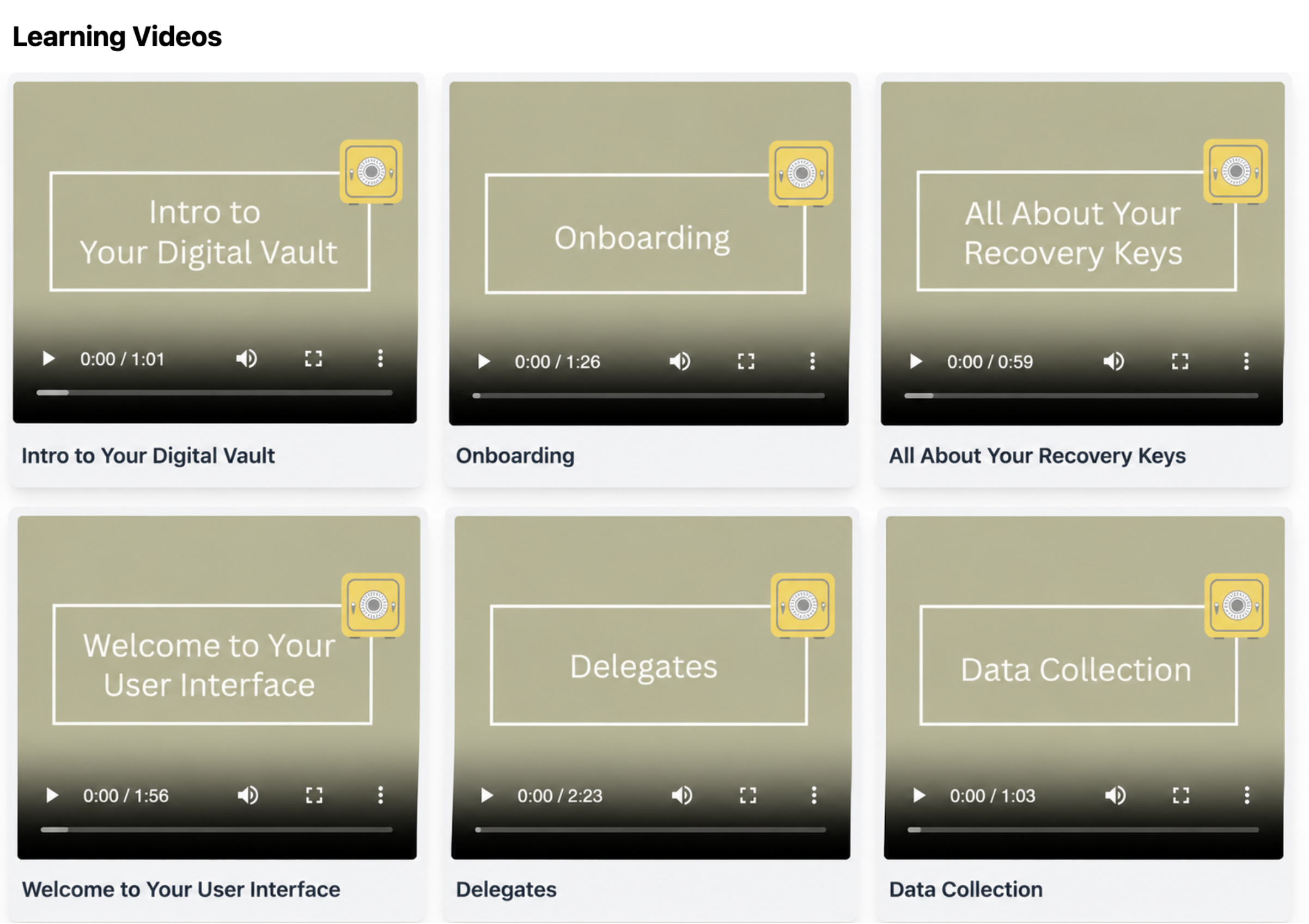 Helpful Videos and resources from Your Digital Vault on how to use their password keeping cloud based legacy software