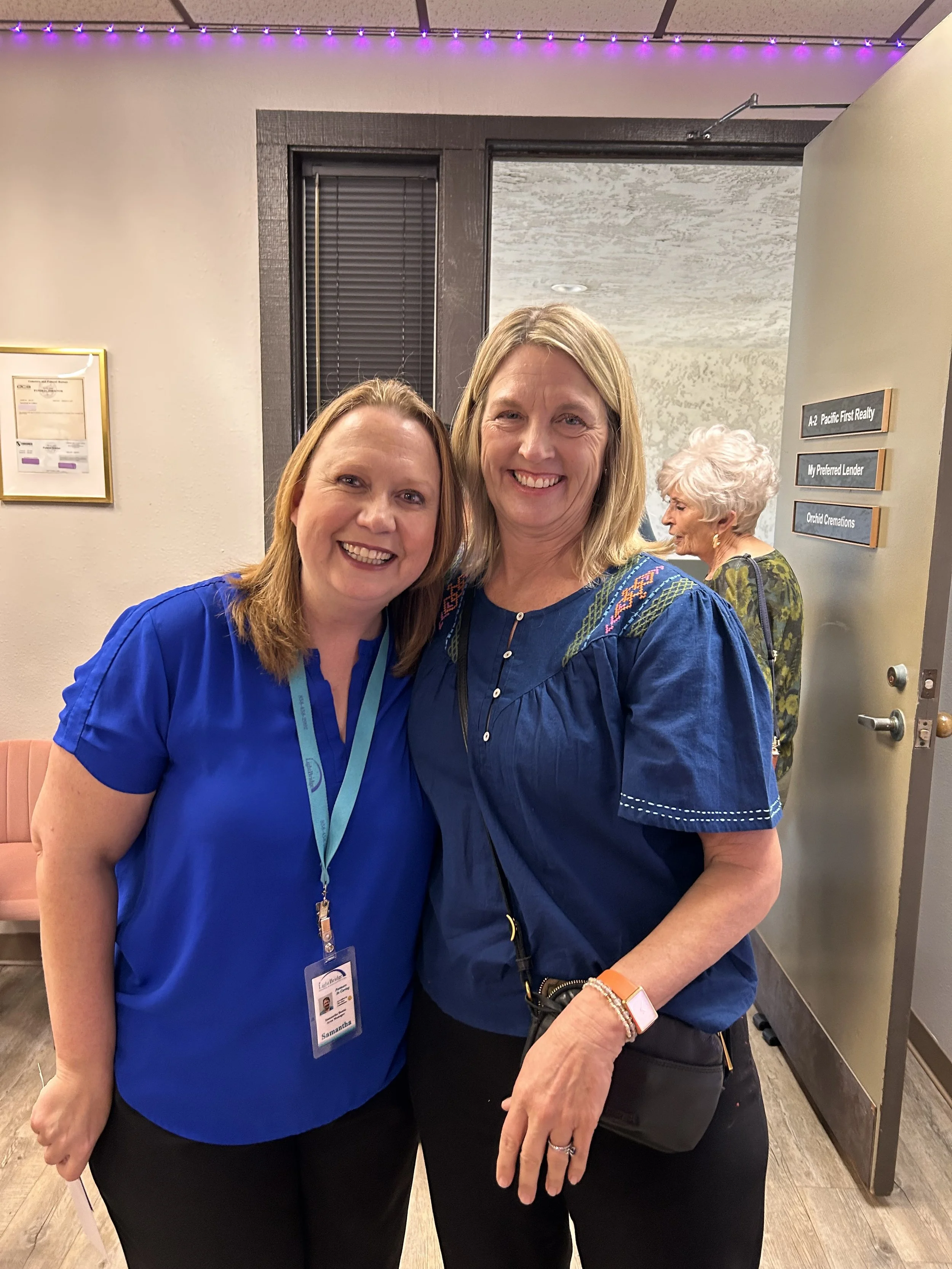 Samantha (LightBridge Hospice) & Christa (Autonomy Health)  at The Death Network & Orchid Cremations Vigil Launch