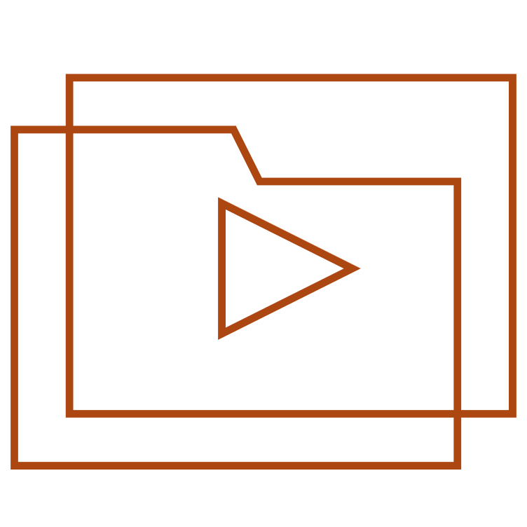 Icon image of folders with a play button to represent resources