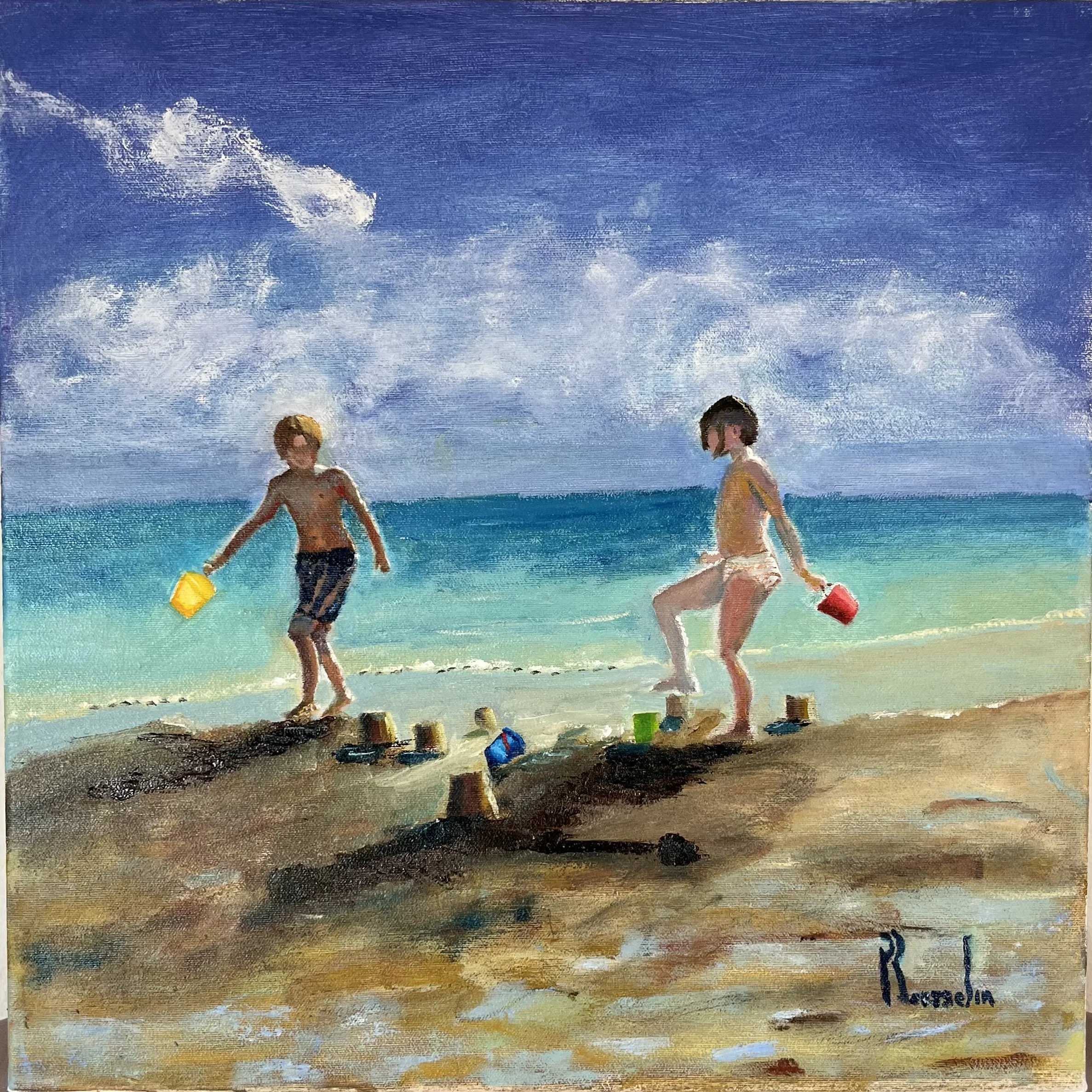 À la plage. Moraira. 40 X 40 cm. 2025