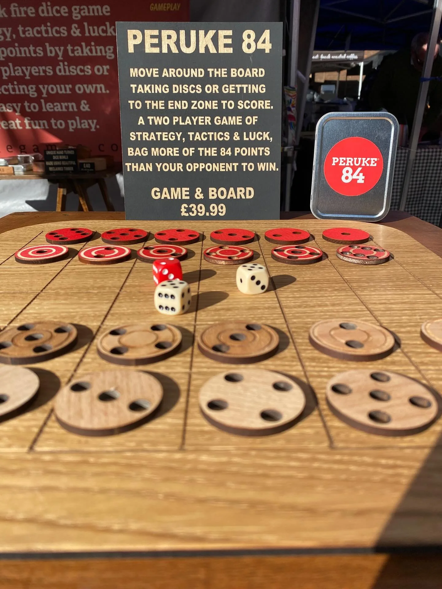 Peruke 84 is now restocked on the website. This Peruke evolution has been really popular, a great 2 player game using principles from the original game but adding lots more depth. Check out the video of how to play on our YouTube channel, but be awar
