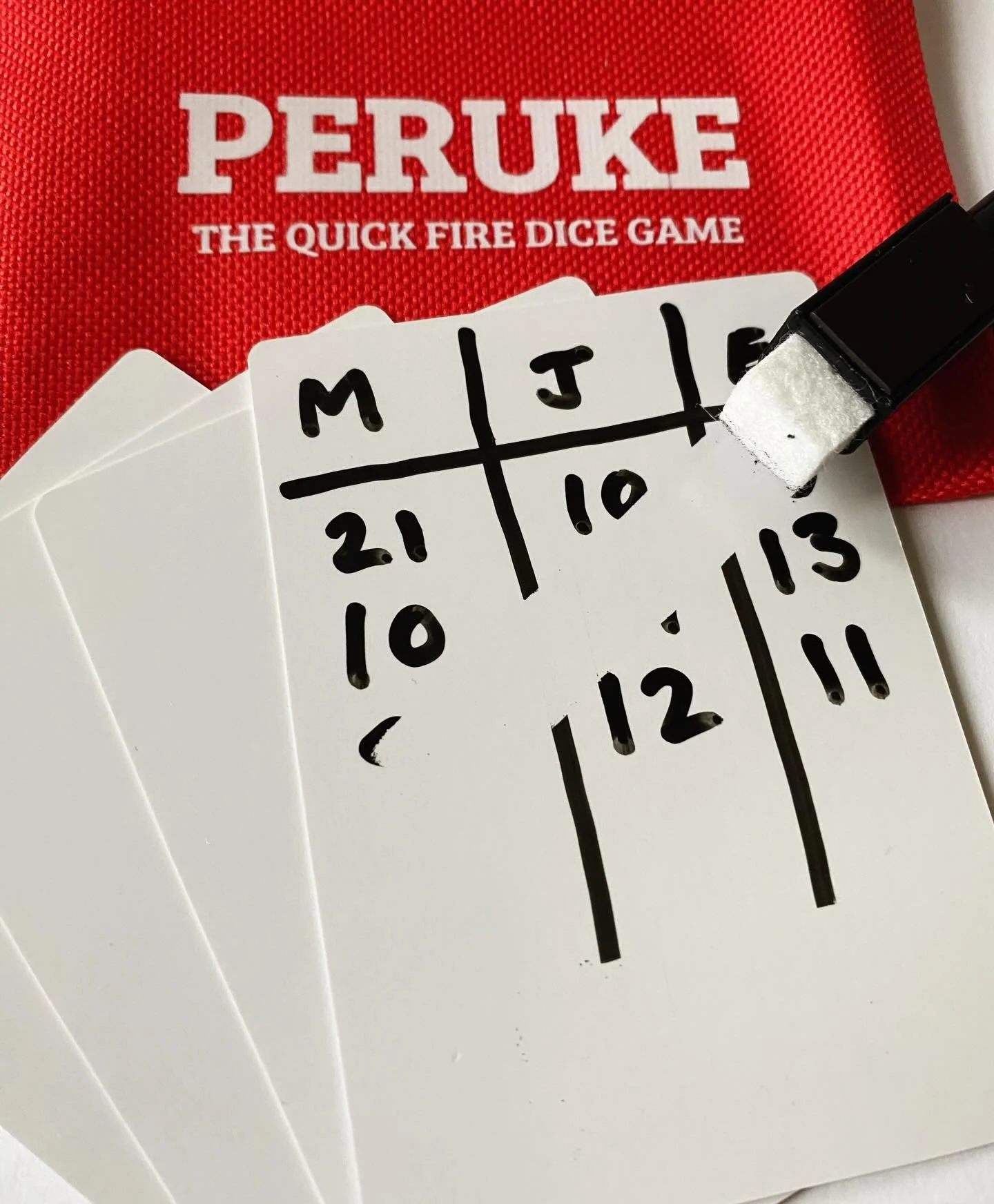 New score card sets available on the website. 4 dry wipe cards &amp; a pen contained within a Peruke case. Perfect addition to your Peruke tin or used as score cards for any game. Made from sustainable rPET materials. 🎲 🎲 🎲. #perukegames #games #r