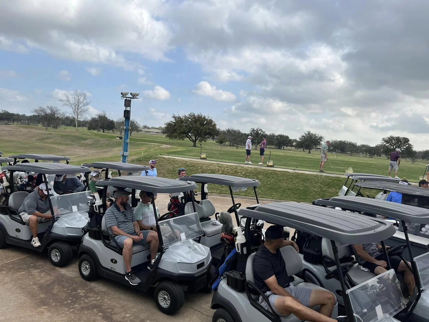 Carts lined up with players aboard before the start of Heroes in the Hills