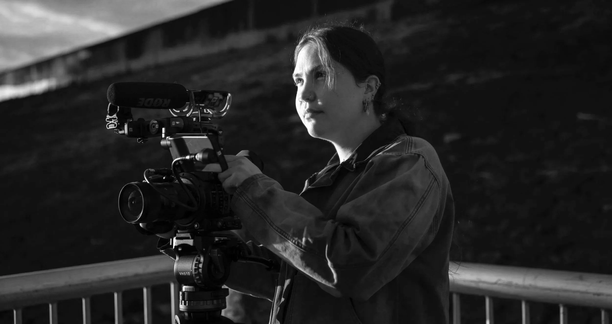 Evelyn Medley, our producer and camera operator, shooting during the 2025 Mountain Workshop documentary production, Maysville Kentucky