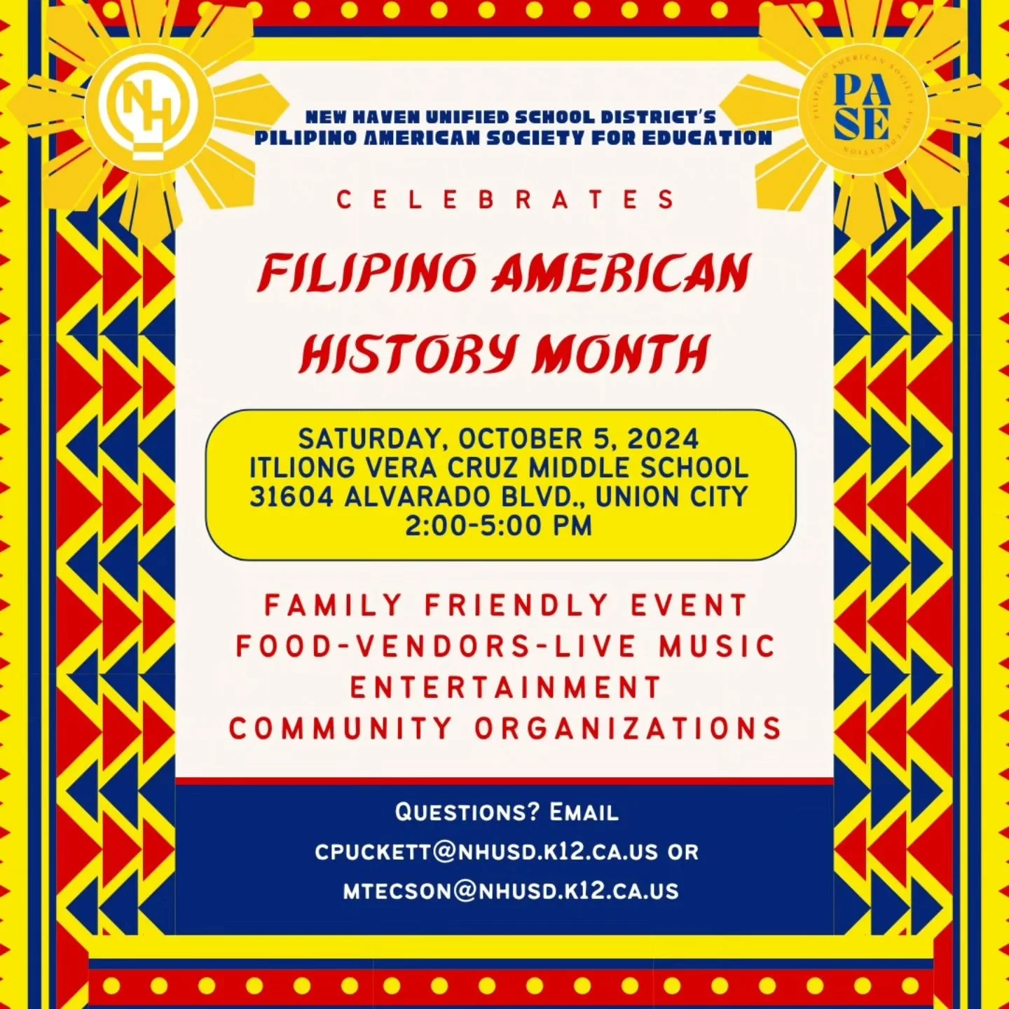 Get ready and join us for an amazing celebration of Filipino-American Heritage Month at Itliong-Vera Cruz Middle School on October 5th from 2pm to 5pm! 🎉🇵🇭 Enjoy an afternoon filled with vibrant performances by the talented Philip Quinjano @rnbphi