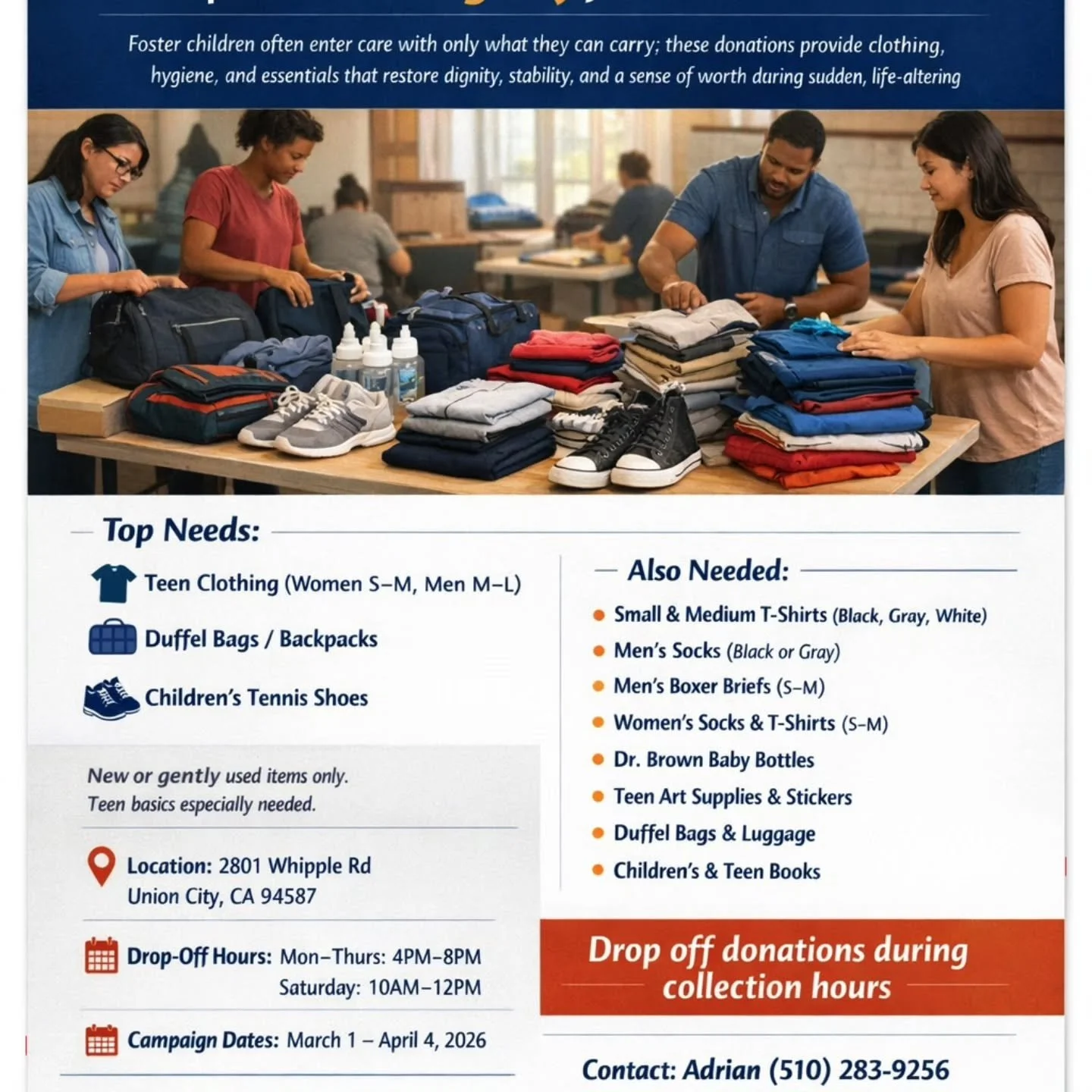 Ohana
We&rsquo;re organizing a community donation drive to support children entering the foster system through the Alameda County Foster Parent Association. When kids are removed from their homes, many leave with nothing more than what they could car