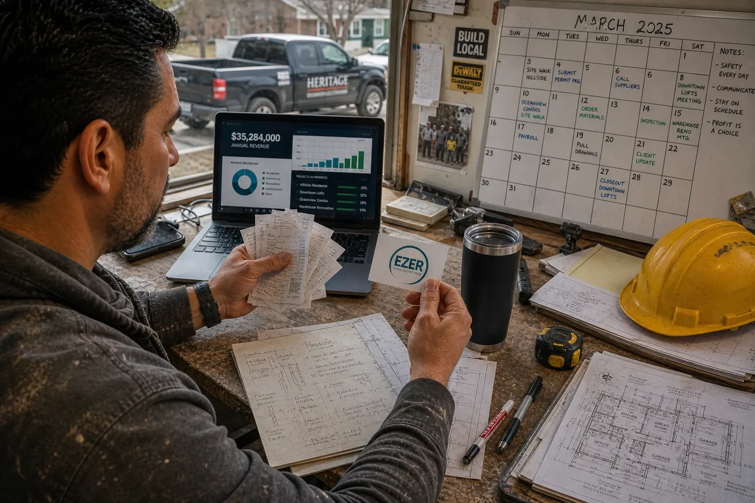 Hands presenting a choice between a messy, unvetted overseas freelancer and a premium, highly vetted US-based virtual assistant from Ezer VA Group.