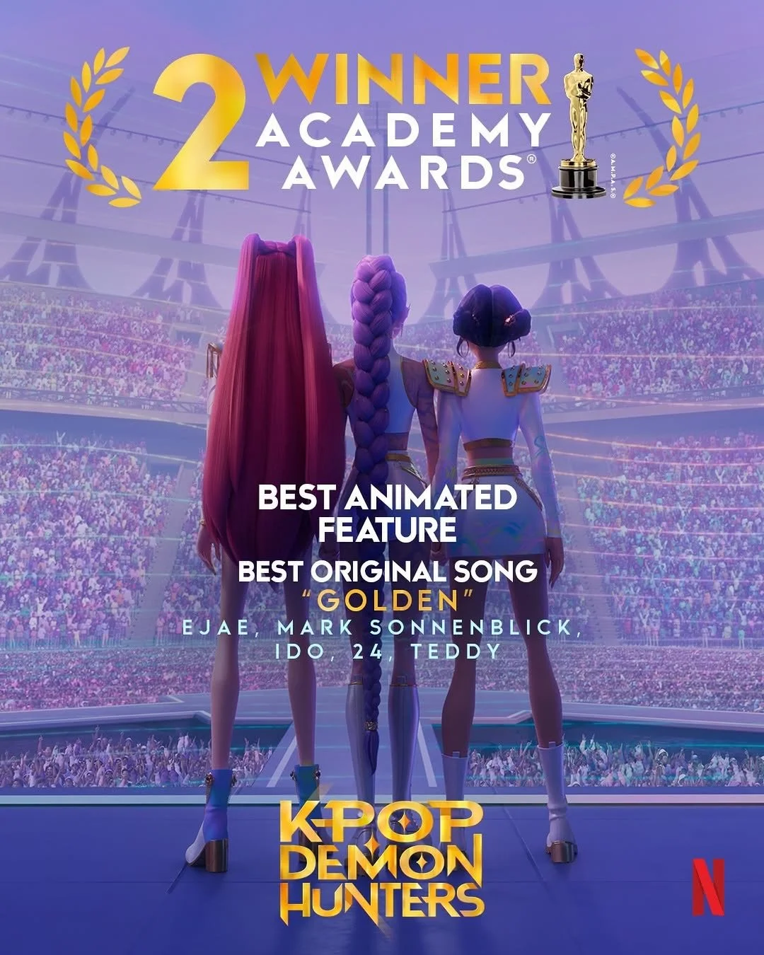💜Last night KPop Demon Hunters took home the Oscars for Best Animated Feature &amp; &ldquo;Golden&rdquo; for Best Original Song!

We&rsquo;re grateful to have been a part of this one!

Congratulations to everyone involved💛