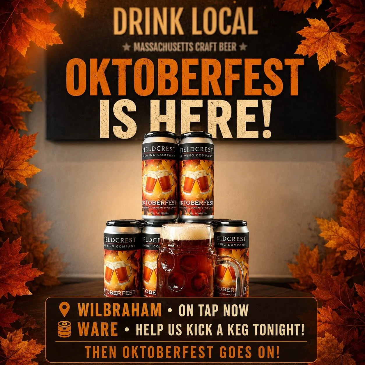 🍂🍺 OKTOBERFEST IS HERE EARLY! 🍺🍂
We&rsquo;ve never put Oktoberfest on tap in August before&mdash;but this year, we were feeling the vibes and decided not to wait!
🍺 WILBRAHAM: Oktoberfest is ON TAP NOW!
🍺 WARE: It&rsquo;s waiting in the wings! 