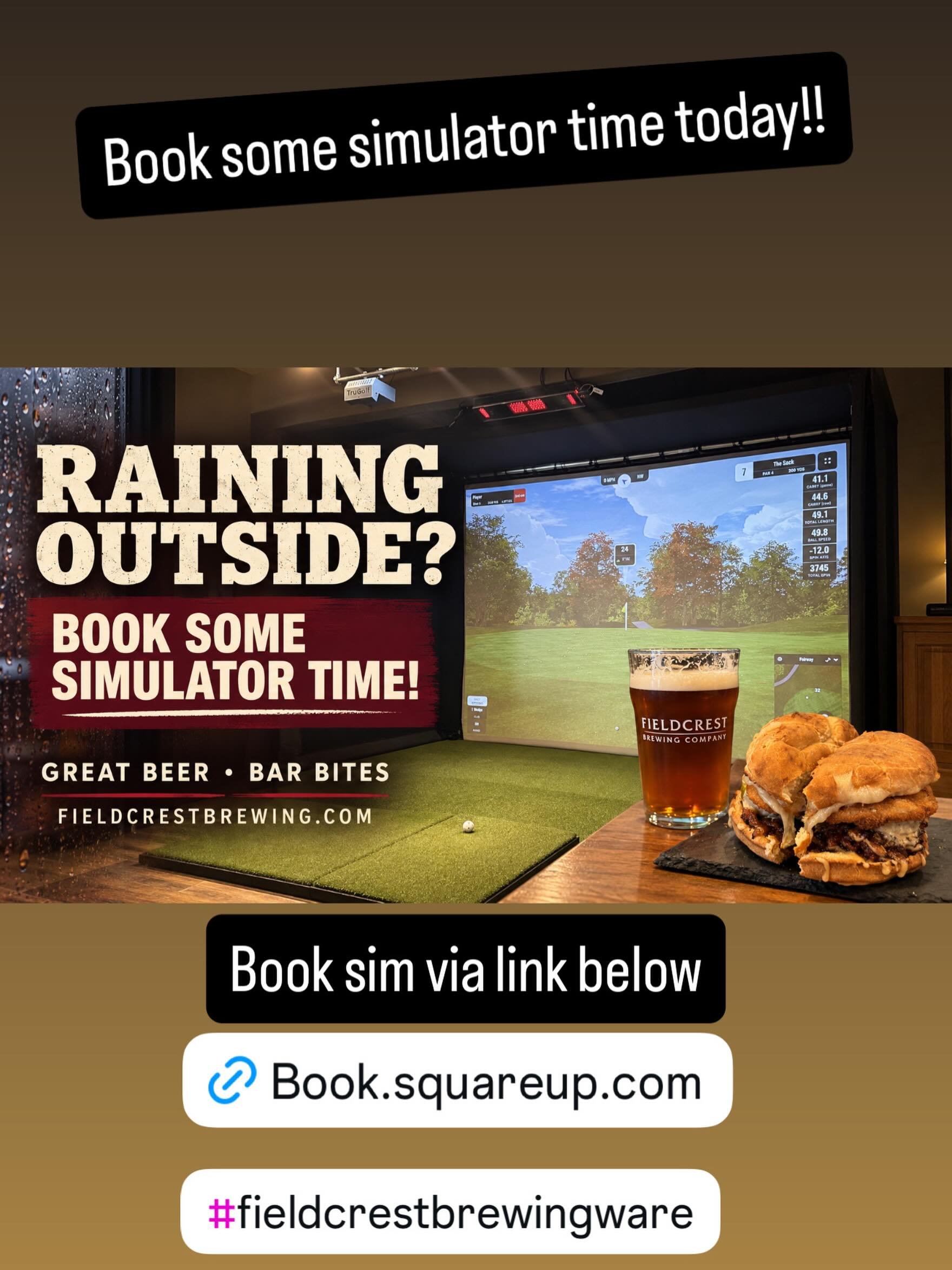 Book some sim time today! Golf, disc golf, soccer, Zombie 🧟&zwj;♂️ dodge ball, and more.