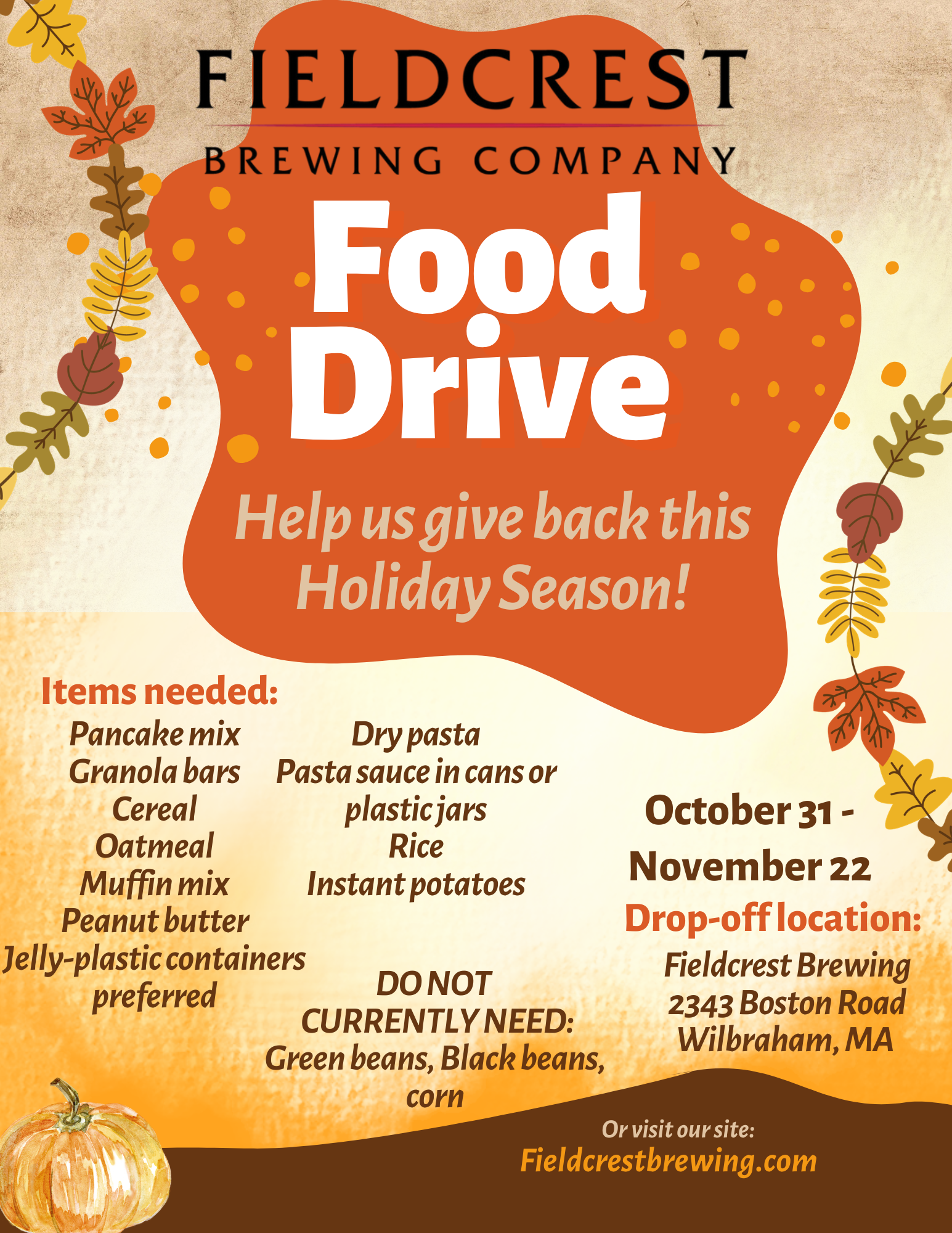 Holiday Food Drive — Wilbraham