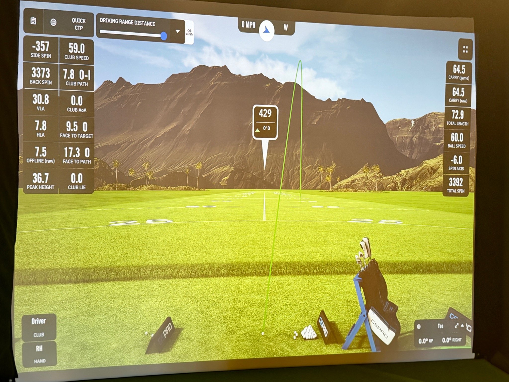 Golf simulator screen at Fieldcrest Ware