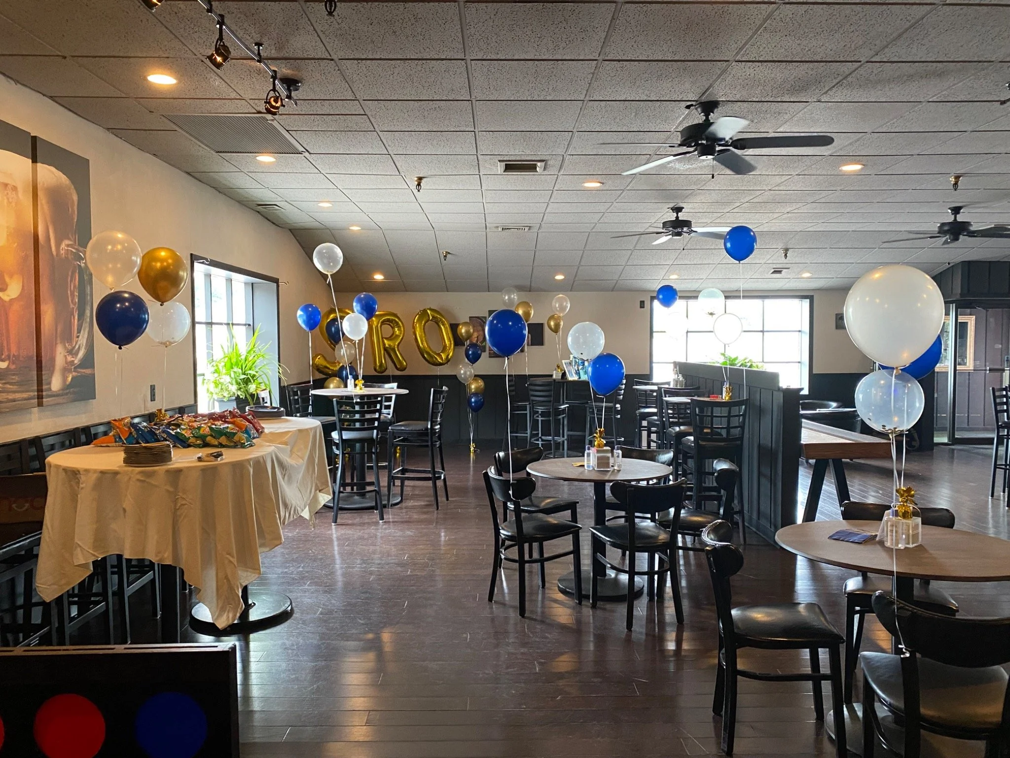 Fieldcrest taproom decorated for a celebration