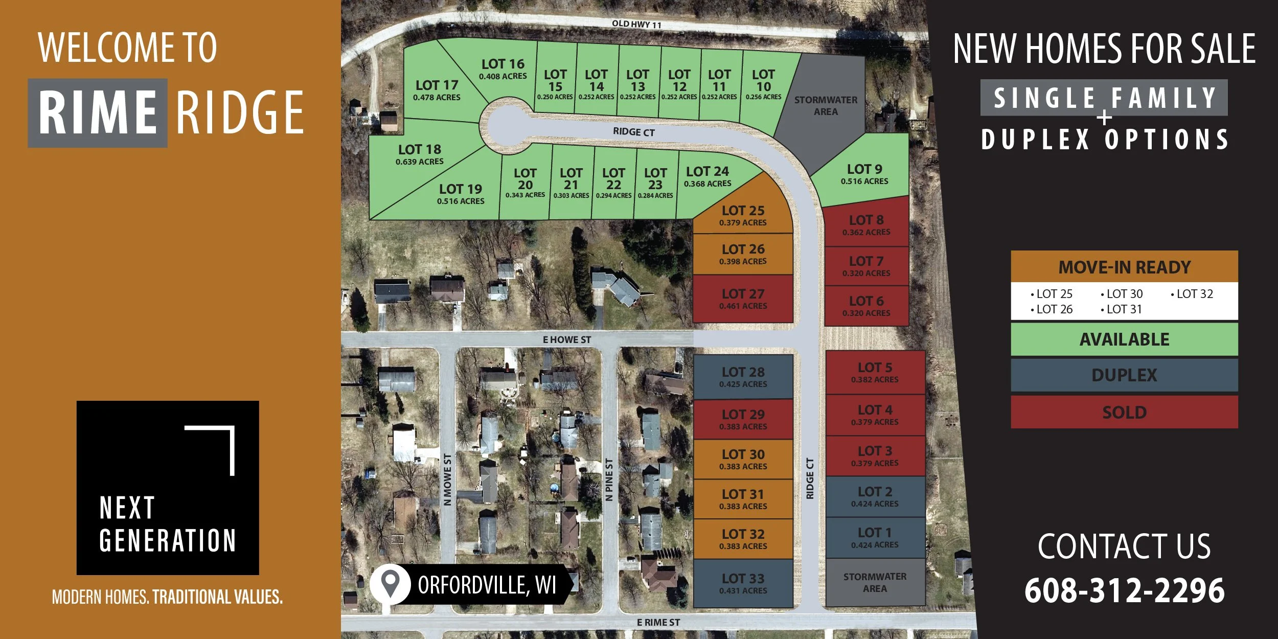 New construction homes duplexes for sale Rime Ridge subdivision Orfordville WI