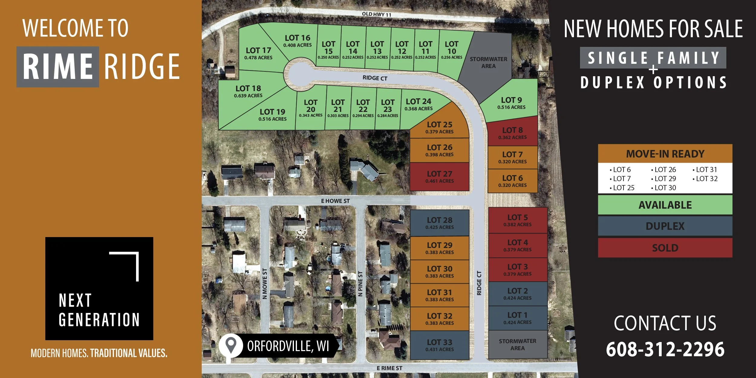 New construction homes duplexes for sale Rime Ridge subdivision Orfordville WI