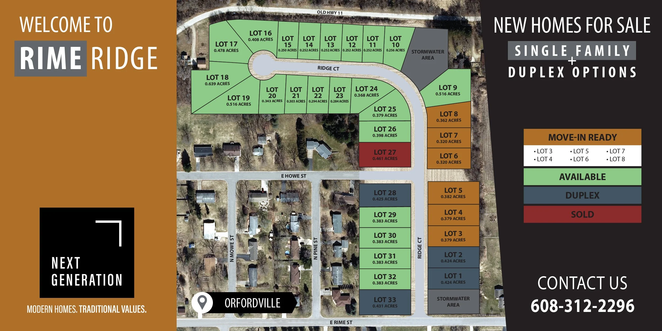 New construction homes duplexes for sale Rime Ridge subdivision Orfordville WI