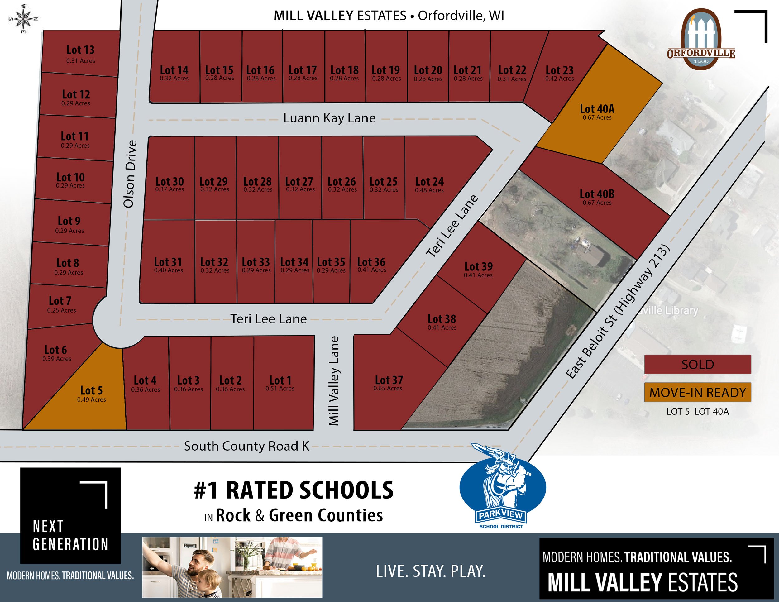 New construction homes for sale Mill Valley Estates subdivision Orfordville WI