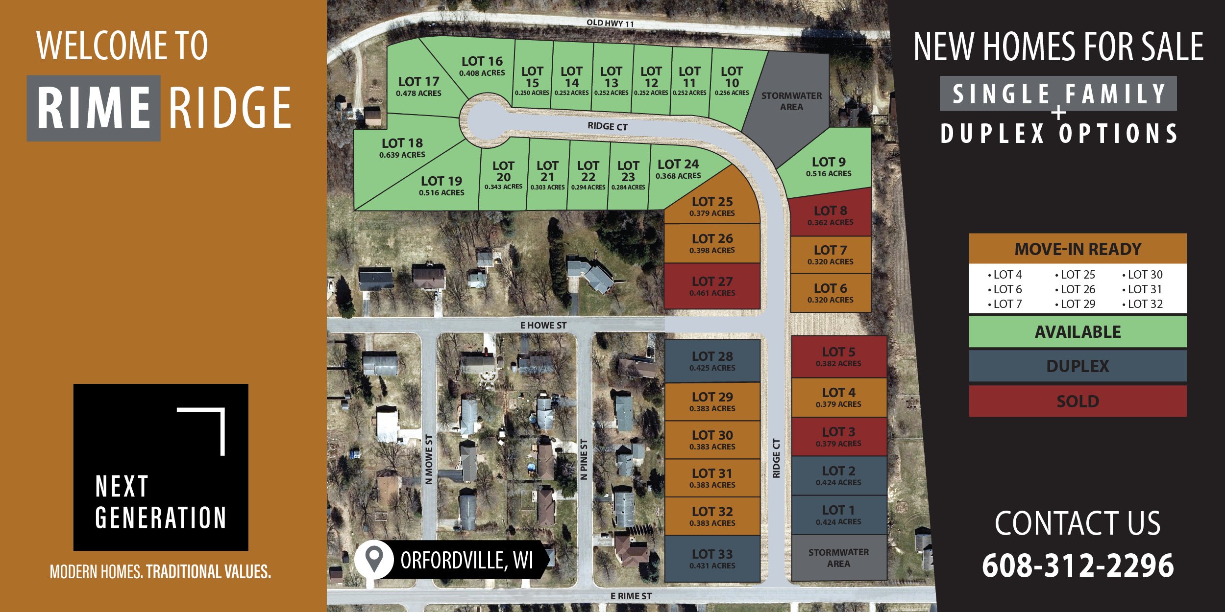 New construction homes duplexes for sale Rime Ridge subdivision Orfordville WI