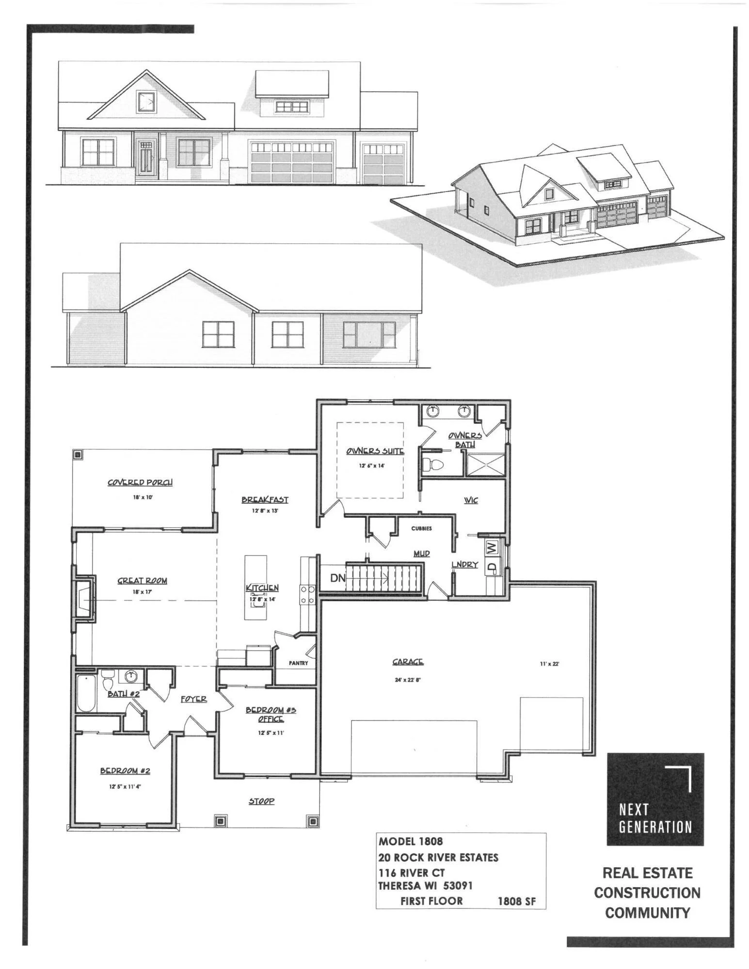 new construction home for sale Rock River Estates subdivision Theresa WI
