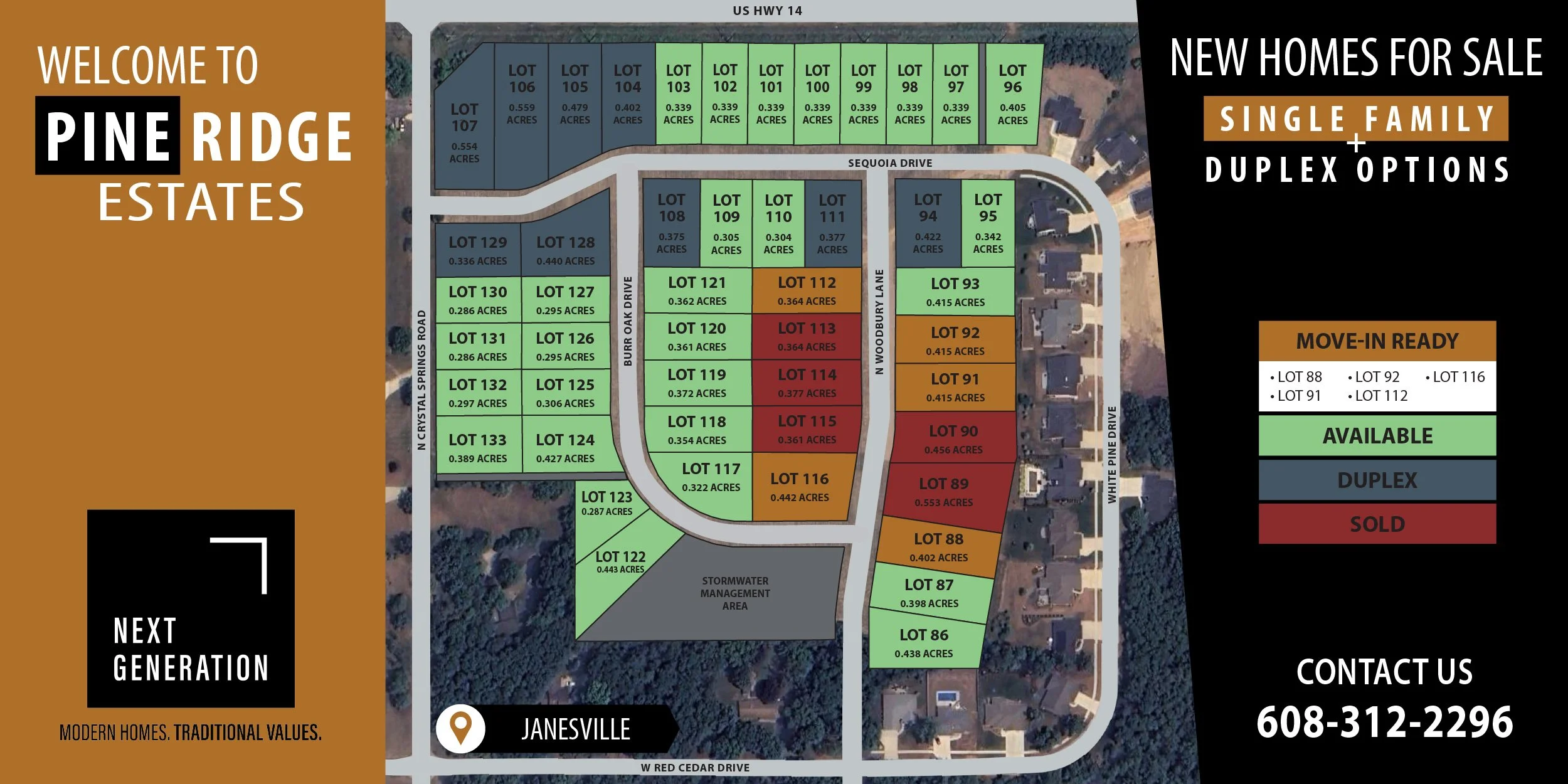 New construction homes duplex for sale Pine Ridge Estates subdivision Janesville WI