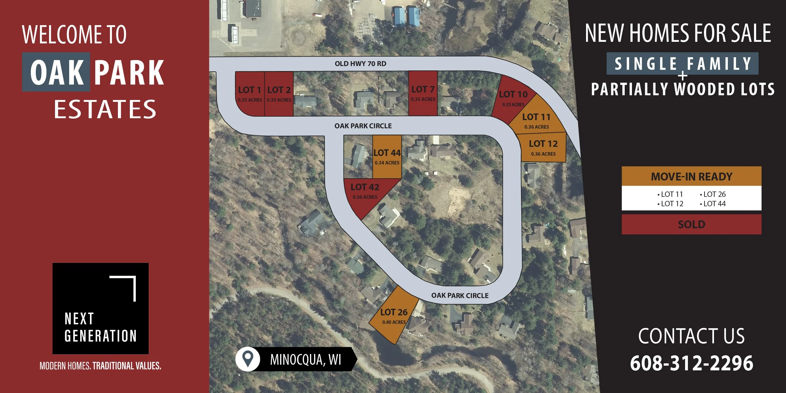 New construction homes for sale Oak Park Estates subdivision Minocqua WI