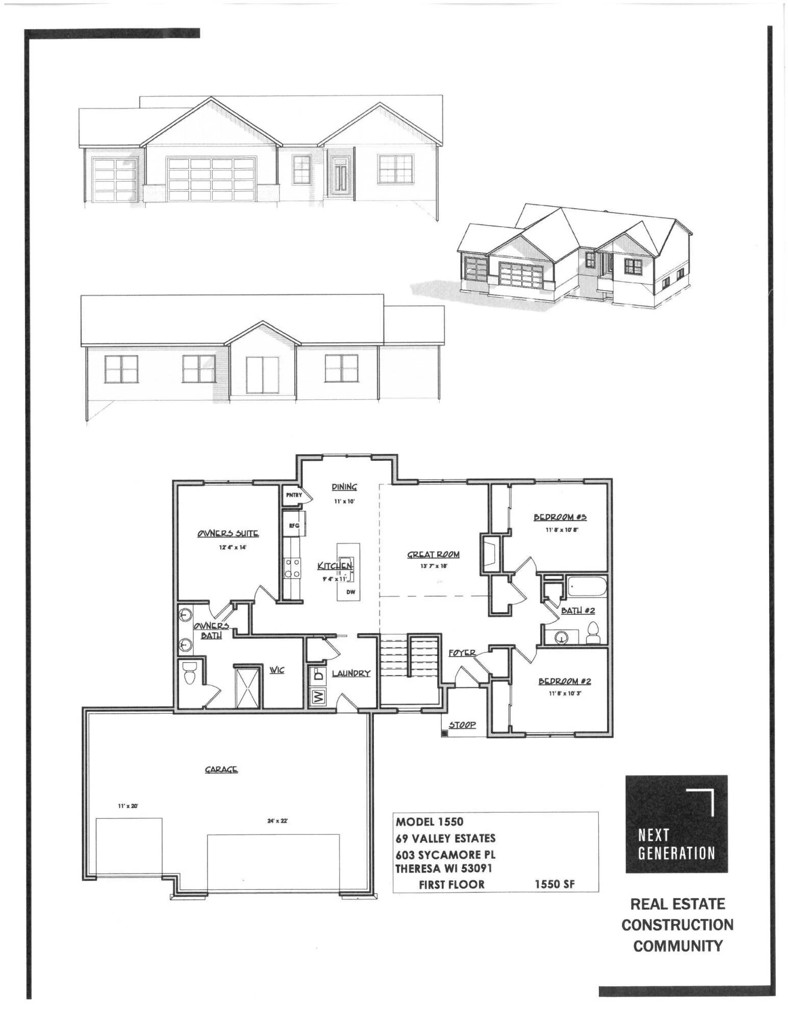 new construction home for sale Valley Estates subdivision Theresa WI