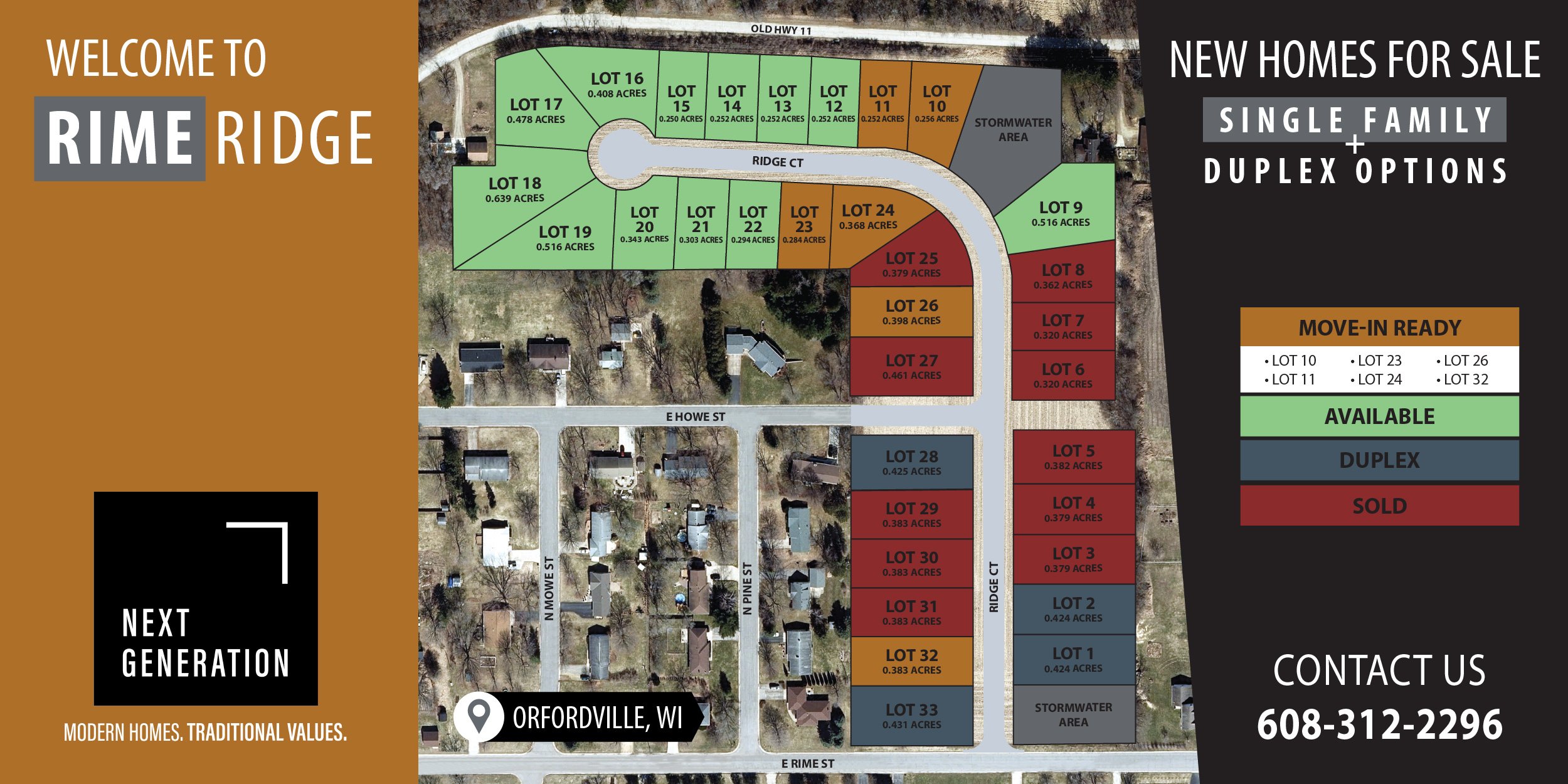 New construction homes duplexes for sale Rime Ridge subdivision Orfordville WI