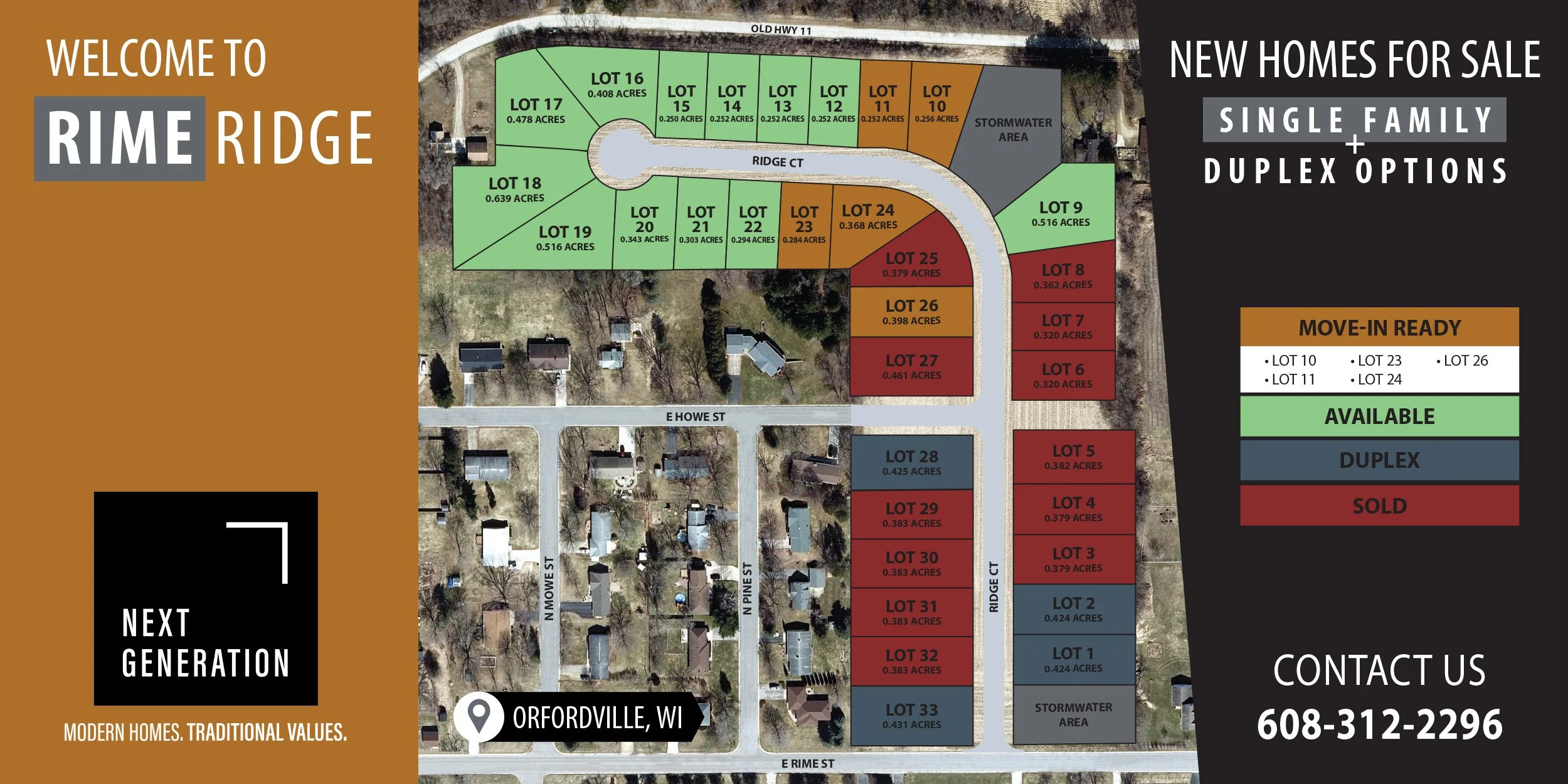 New construction homes duplexes for sale Rime Ridge subdivision Orfordville WI