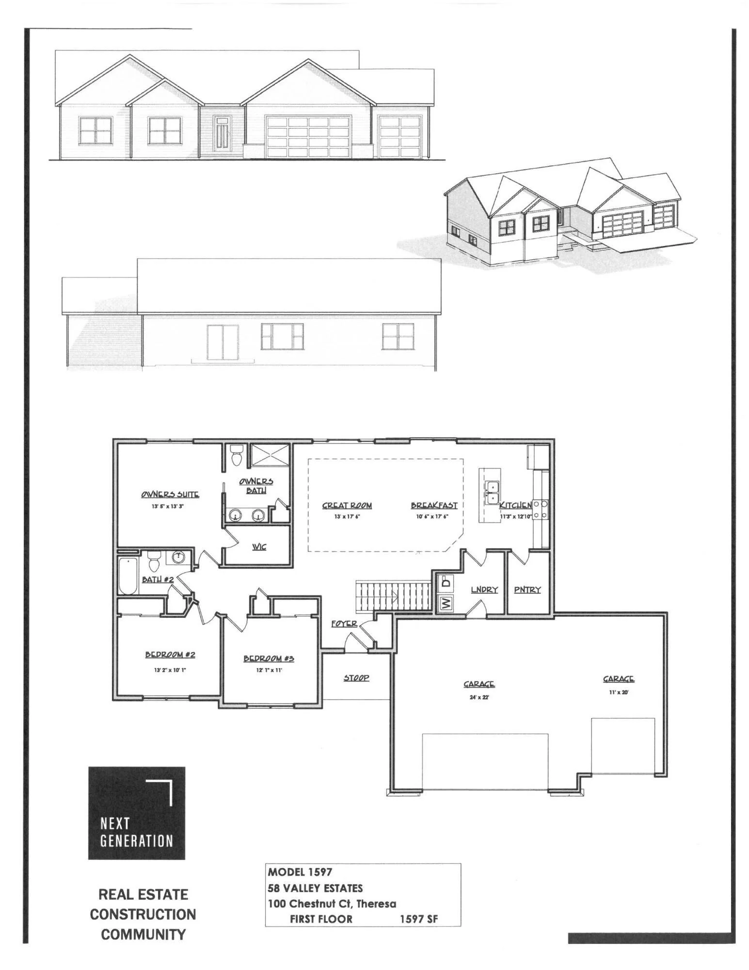 new construction home for sale Valley Estates subdivision Theresa WI