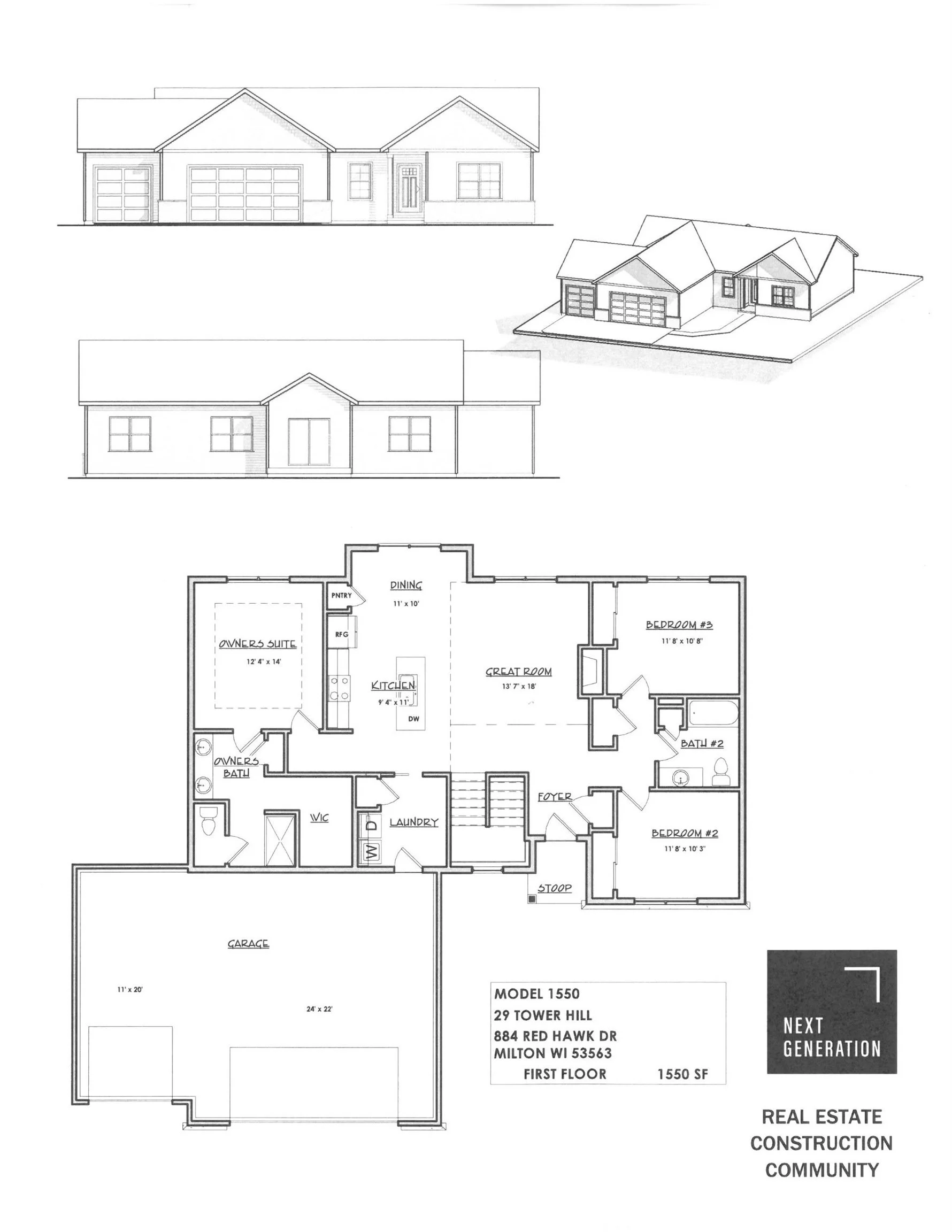 new construction home for sale Tower Hill Estates subdivision Milton WI