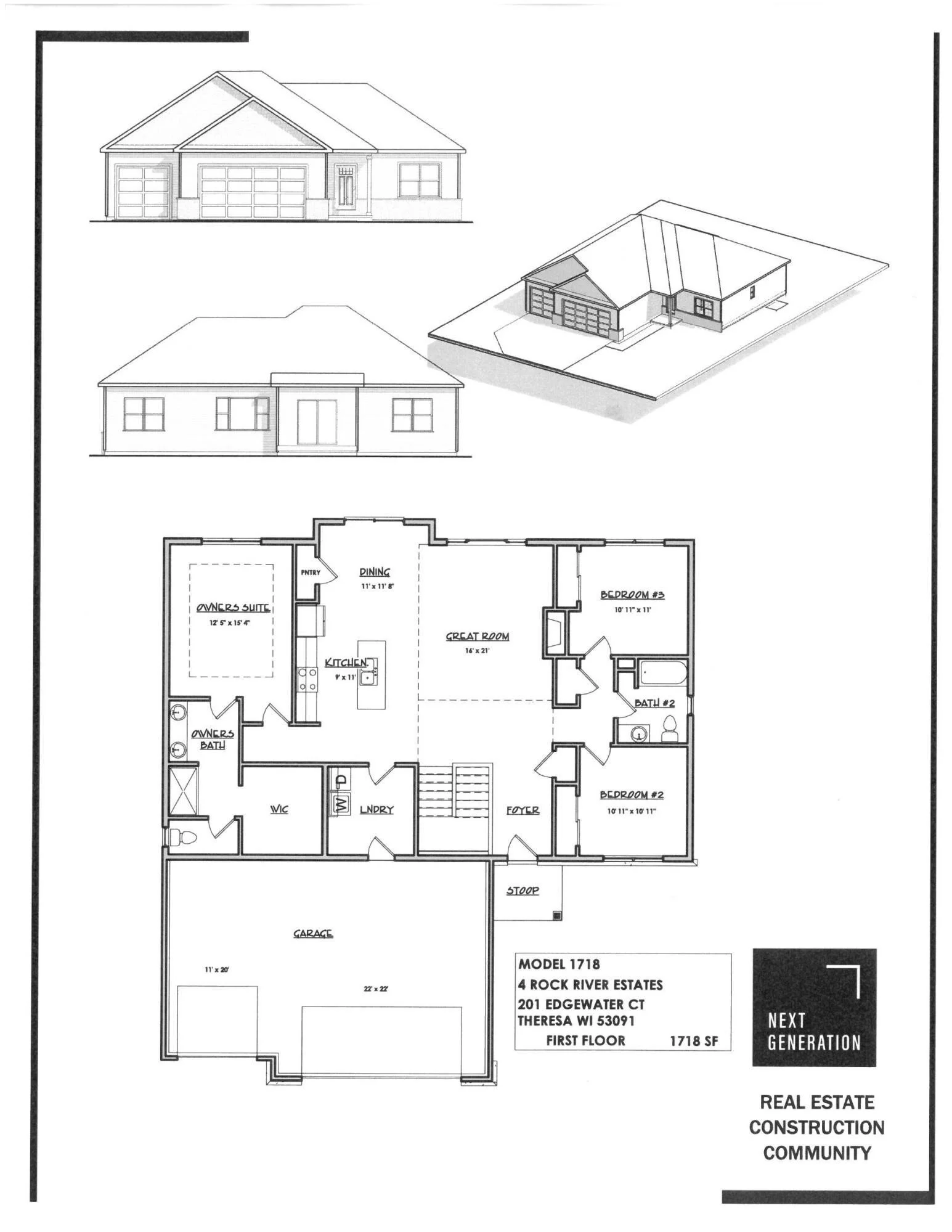 new construction home for sale Rock River Estates subdivision Theresa WI