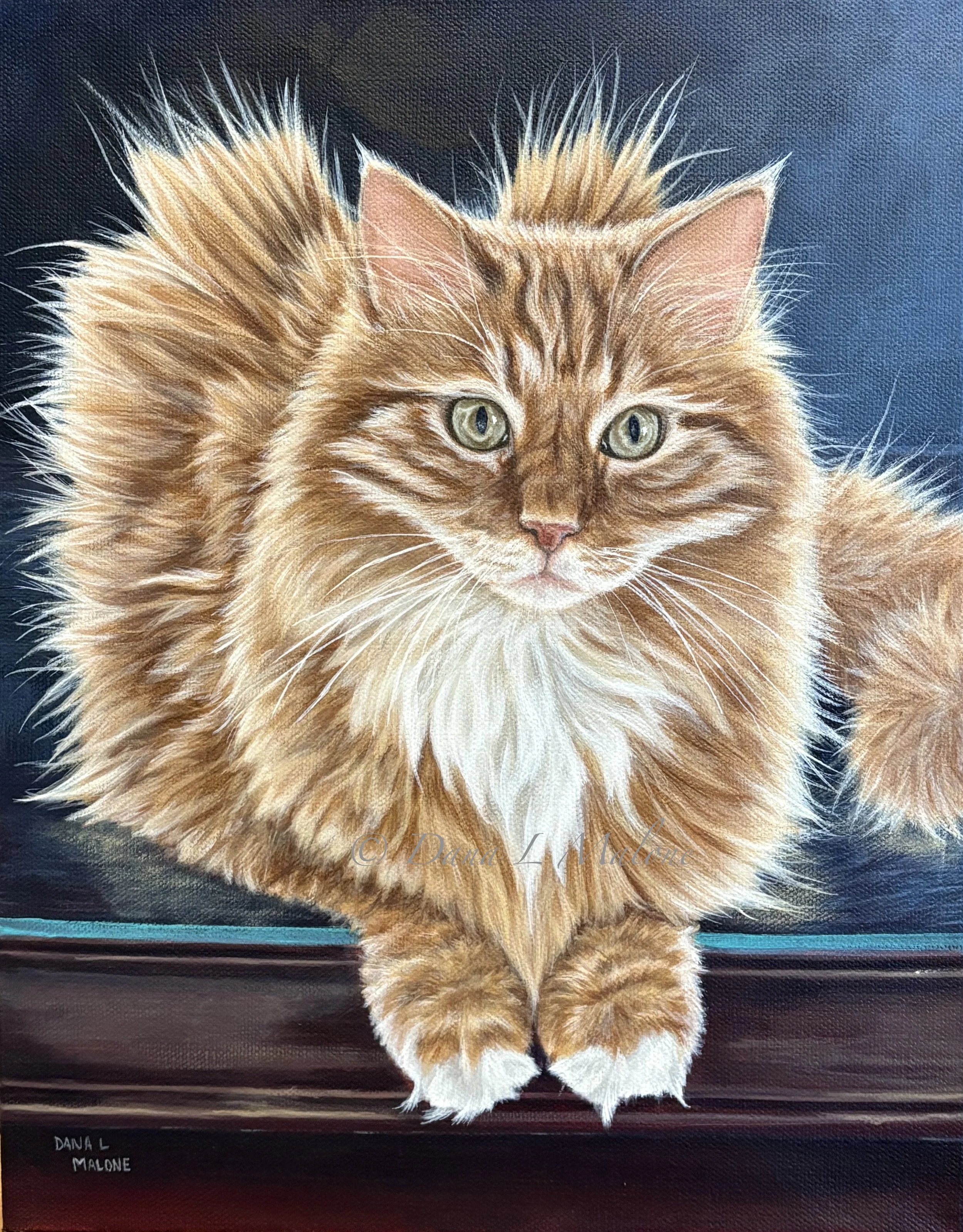 Dana Malone Fine Art Acrylic Painting Orange Cat