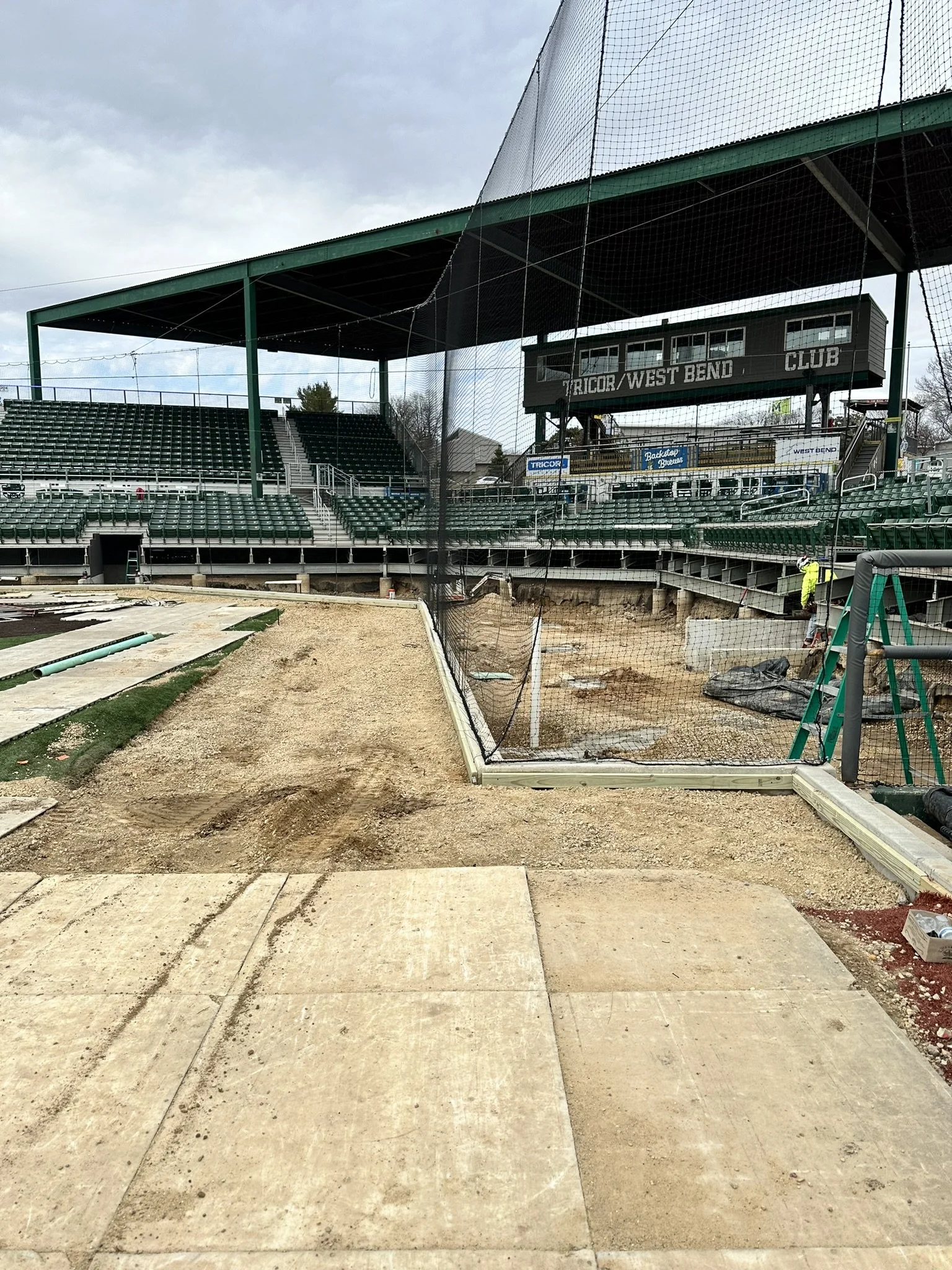 Madison Mallards Warner Park stadium — site preparation and base work prior to turf installation