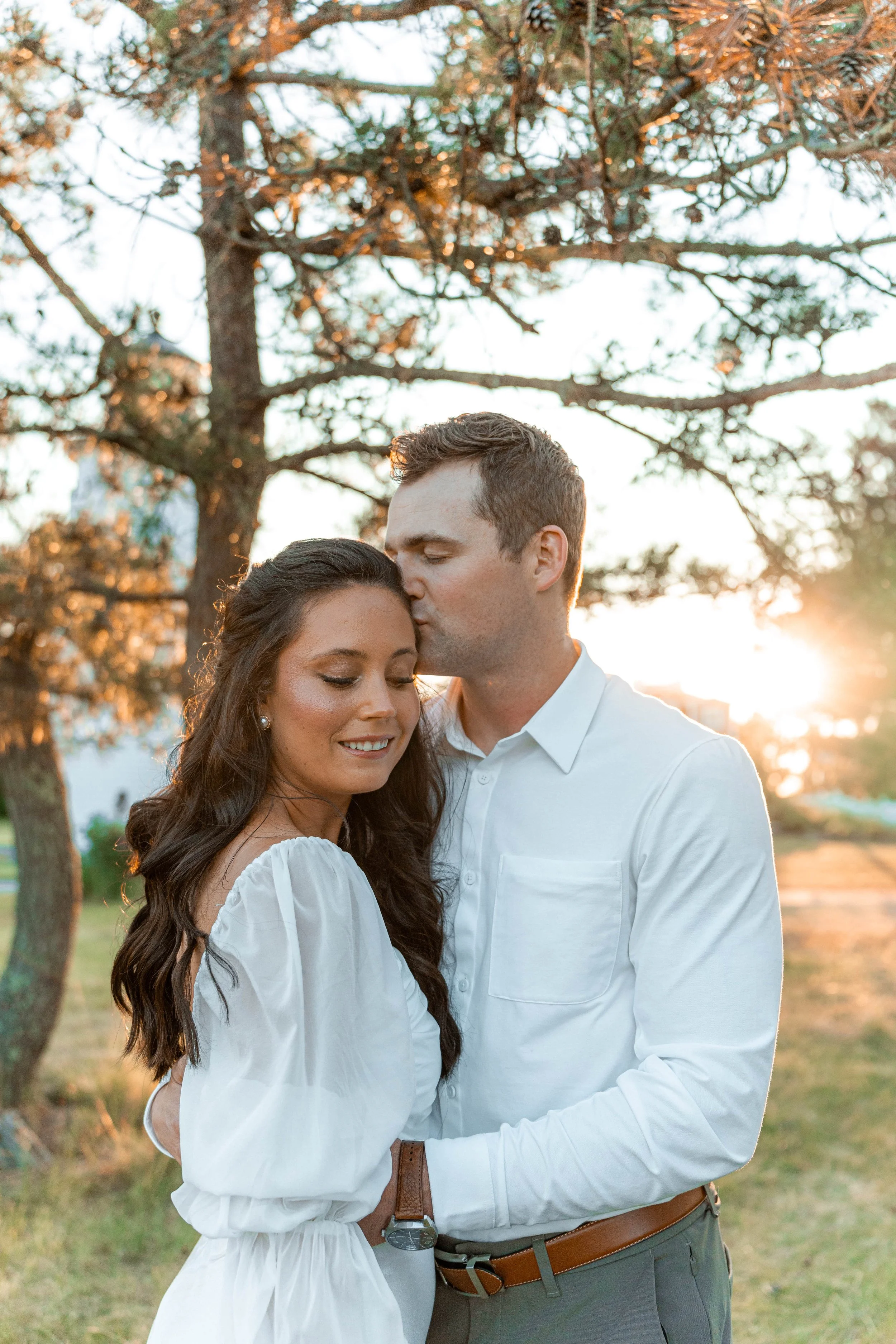 Rhode Island golden hour wedding first look portrait captured by Boston and New England wedding photographer Wedding by Harry